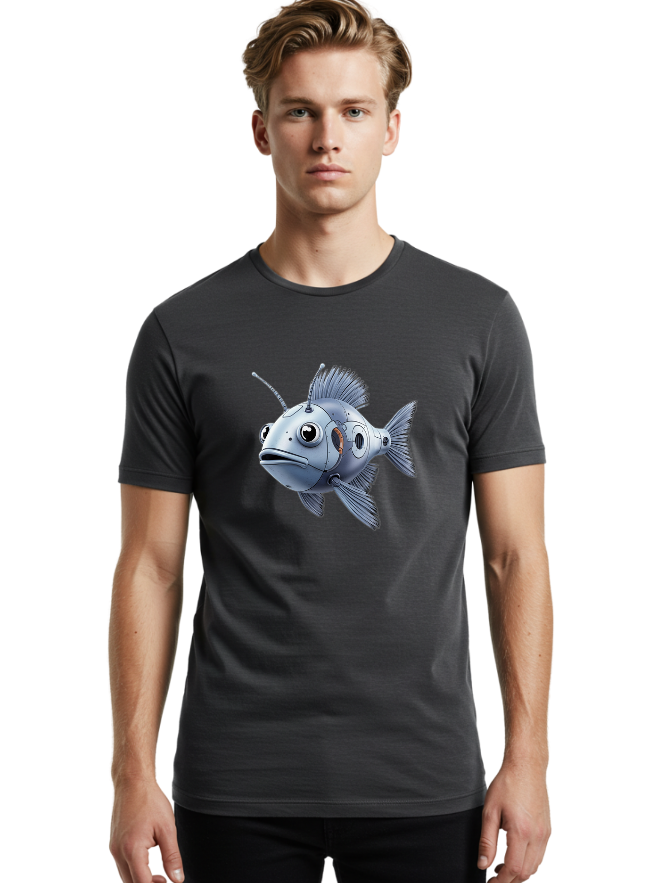 Robo-Fish-1 Men'S Graphic Tee, 100% Cotton, Comfortable Casual Summer Wear, Machine Washable, Vintage Camera, Old Camera, Antique Camera, Black Camera, Classic Photography, Photography Equipment, Nostalgic Device, Film Camera, Camera Art Baf464 26