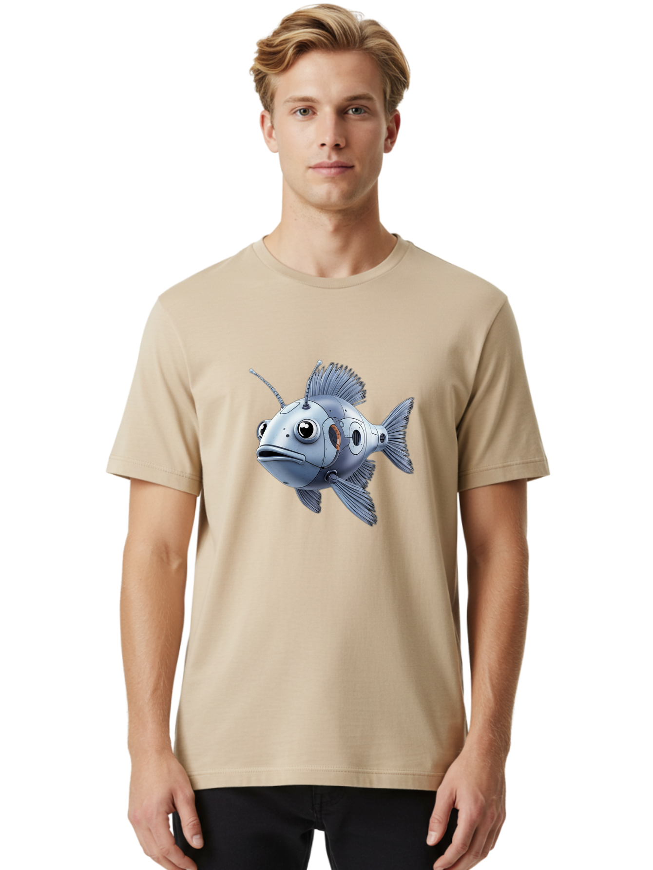 Robo-Fish-1 Men'S Graphic Tee, 100% Cotton, Comfortable Casual Summer Wear, Machine Washable, Vintage Camera, Old Camera, Antique Camera, Black Camera, Classic Photography, Photography Equipment, Nostalgic Device, Film Camera, Camera Art Baf464 30