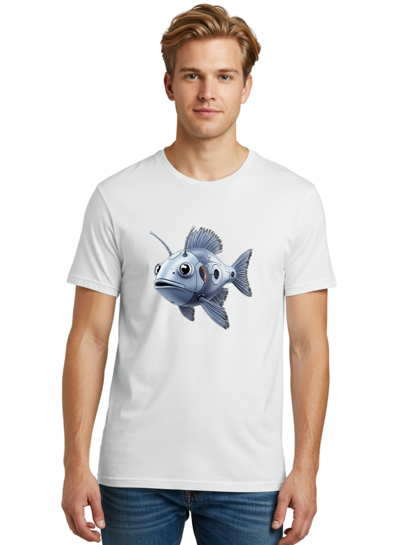Robo-Fish-1 Men'S Graphic Tee, 100% Cotton, Comfortable Casual Summer Wear, Machine Washable, Vintage Camera, Old Camera, Antique Camera, Black Camera, Classic Photography, Photography Equipment, Nostalgic Device, Film Camera, Camera Art Baf464 23