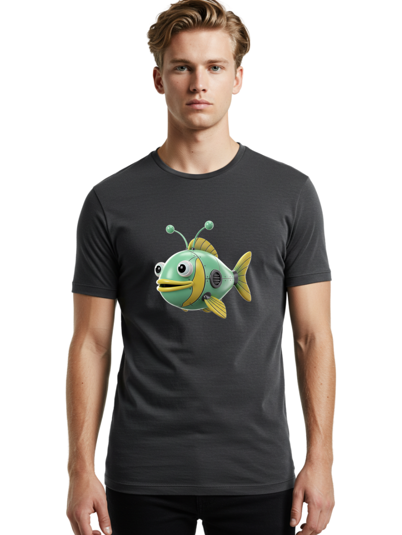Robot-Fish-1 Men'S Graphic Tee, 100% Cotton, Comfortable Casual Summer Wear, Machine Washable, Vintage Camera, Old Camera, Antique Camera, Black Camera, Classic Photography, Photography Equipment, Nostalgic Device, Film Camera, Camera Art Baf469 30