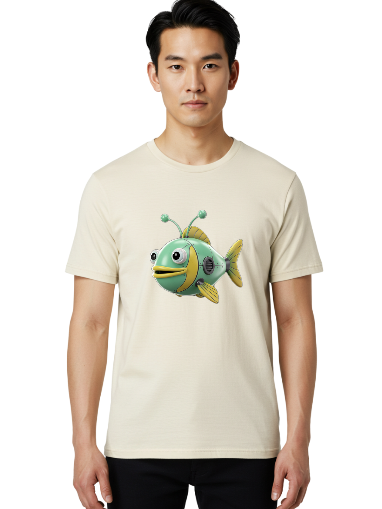 Robot-Fish-1 Men'S Graphic Tee, 100% Cotton, Comfortable Casual Summer Wear, Machine Washable, Vintage Camera, Old Camera, Antique Camera, Black Camera, Classic Photography, Photography Equipment, Nostalgic Device, Film Camera, Camera Art Baf469 21