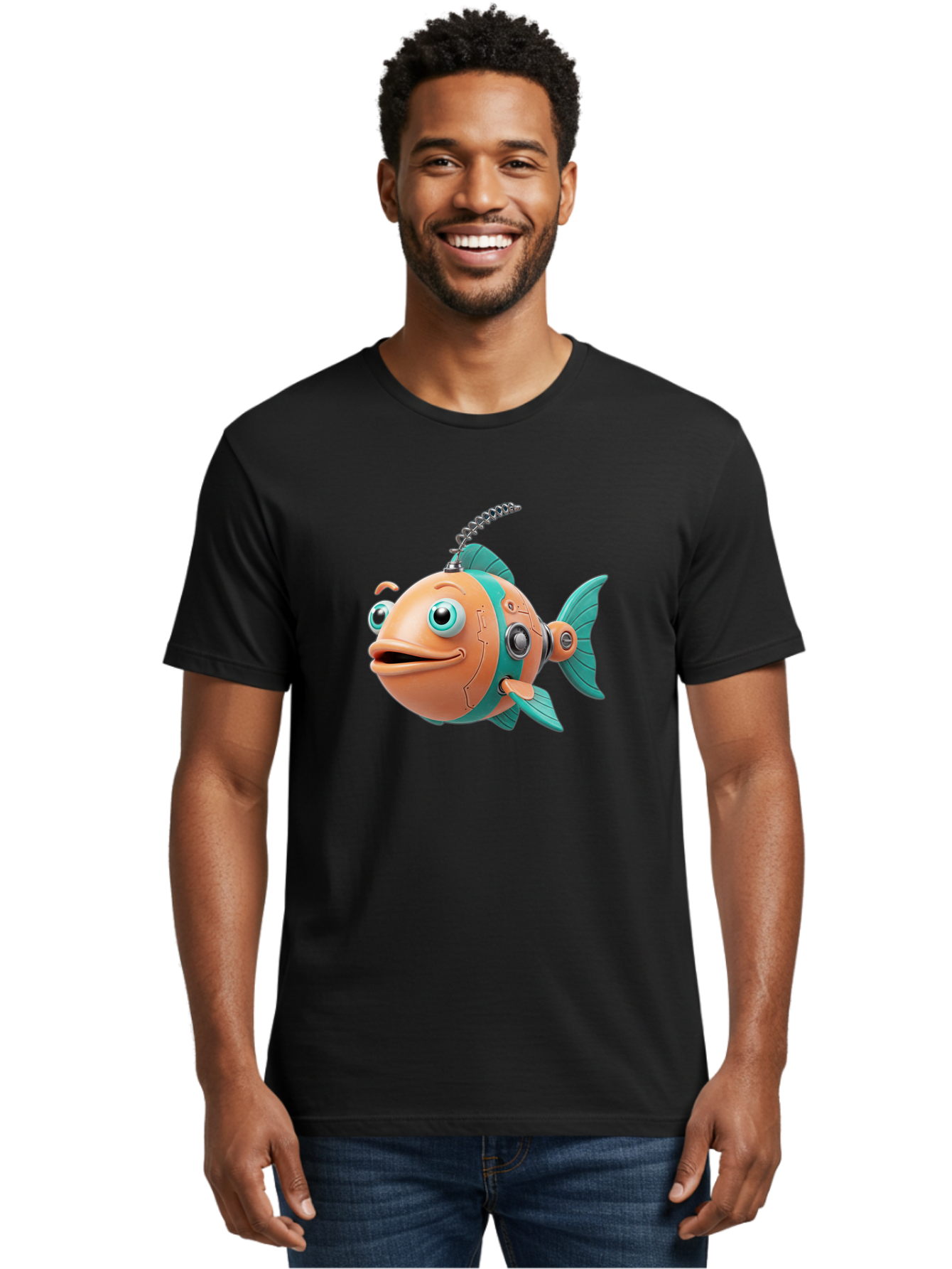 Robot-Fish-2 Men'S Graphic Tee, 100% Cotton, Comfortable Casual Summer Wear, Machine Washable, Vintage Camera, Old Camera, Antique Camera, Black Camera, Classic Photography, Photography Equipment, Nostalgic Device, Film Camera, Camera Art Baf470 26