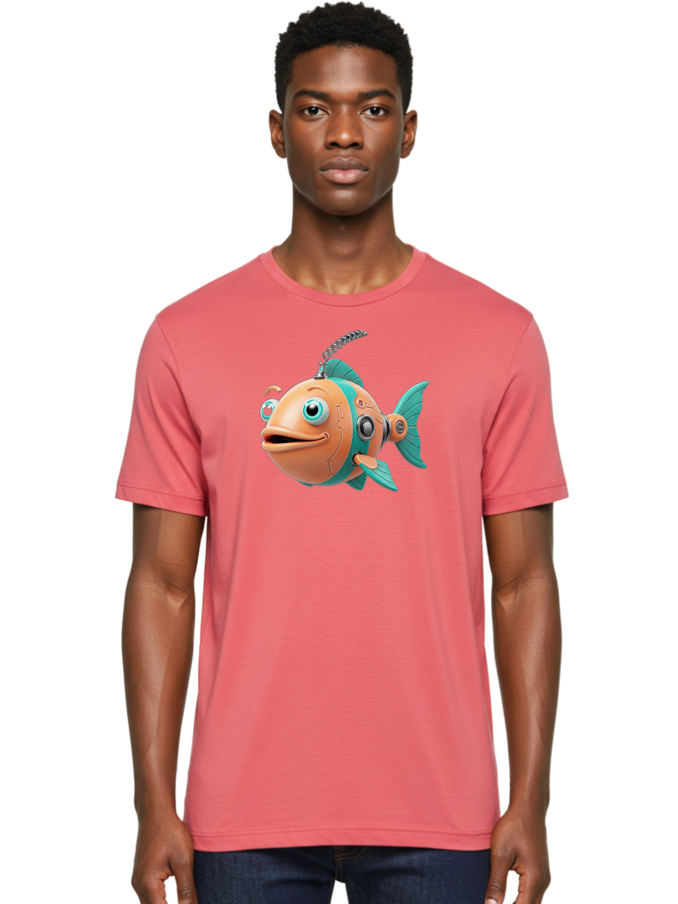 Robot-Fish-2 Men'S Graphic Tee, 100% Cotton, Comfortable Casual Summer Wear, Machine Washable, Vintage Camera, Old Camera, Antique Camera, Black Camera, Classic Photography, Photography Equipment, Nostalgic Device, Film Camera, Camera Art Baf470 16