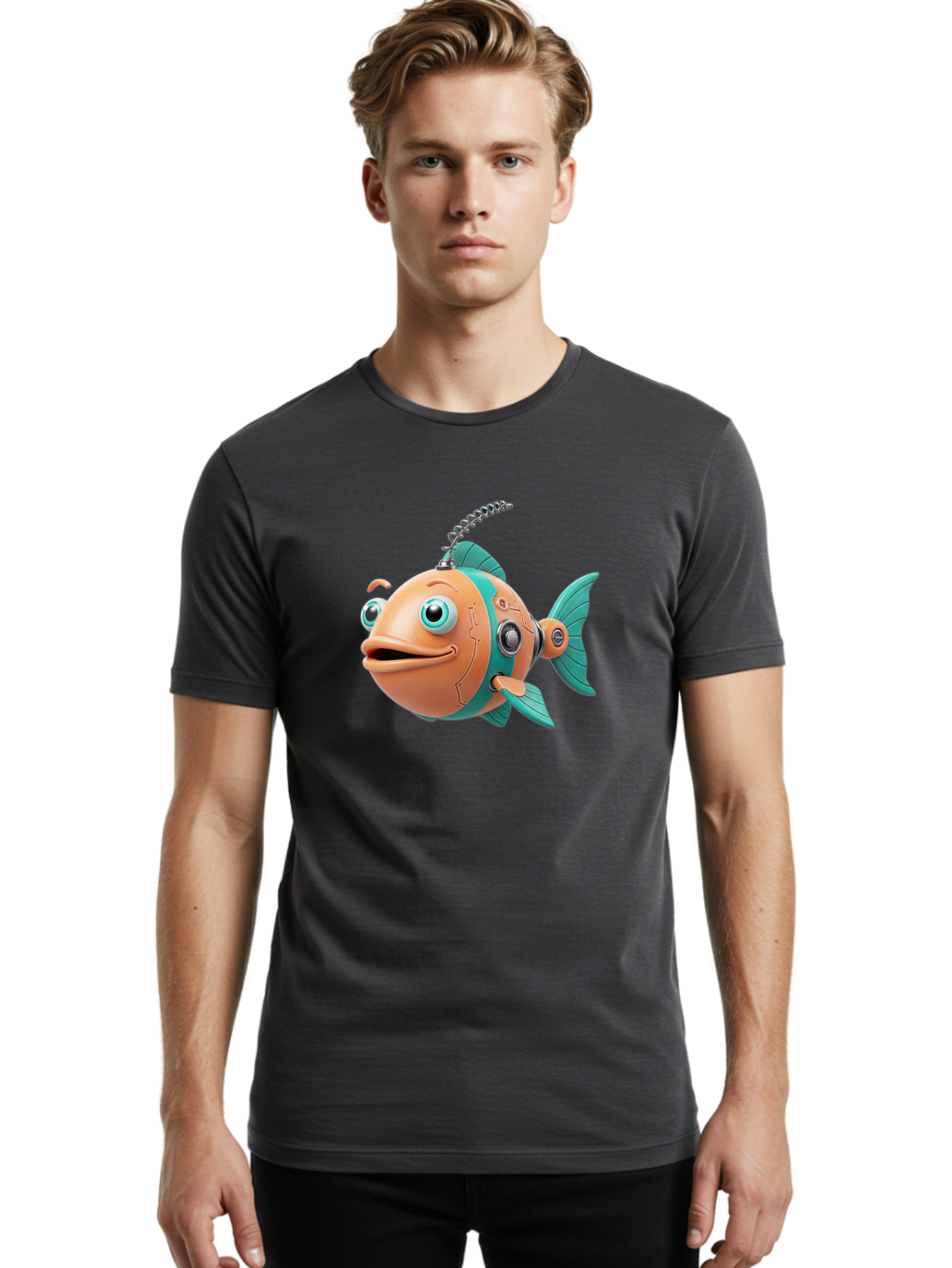 Robot-Fish-2 Men'S Graphic Tee, 100% Cotton, Comfortable Casual Summer Wear, Machine Washable, Vintage Camera, Old Camera, Antique Camera, Black Camera, Classic Photography, Photography Equipment, Nostalgic Device, Film Camera, Camera Art Baf470 29