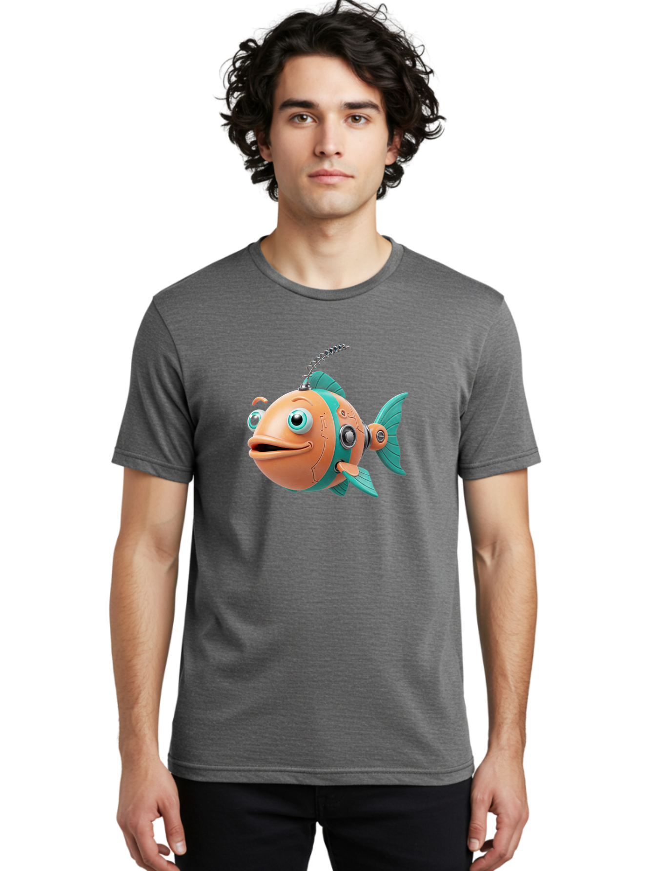 Robot-Fish-2 Men'S Graphic Tee, 100% Cotton, Comfortable Casual Summer Wear, Machine Washable, Vintage Camera, Old Camera, Antique Camera, Black Camera, Classic Photography, Photography Equipment, Nostalgic Device, Film Camera, Camera Art Baf470 24