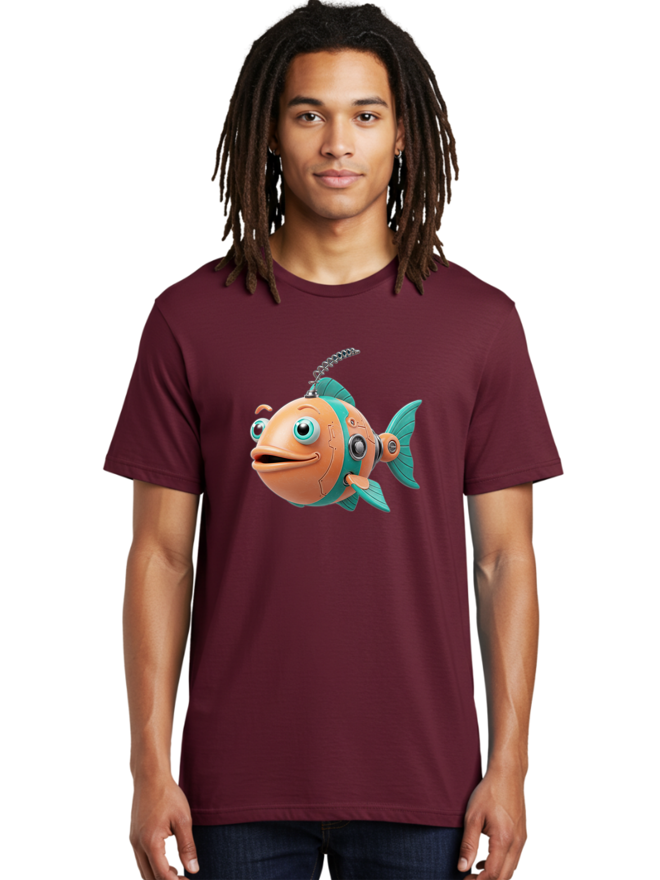 Robot-Fish-2 Men'S Graphic Tee, 100% Cotton, Comfortable Casual Summer Wear, Machine Washable, Vintage Camera, Old Camera, Antique Camera, Black Camera, Classic Photography, Photography Equipment, Nostalgic Device, Film Camera, Camera Art Baf470 28