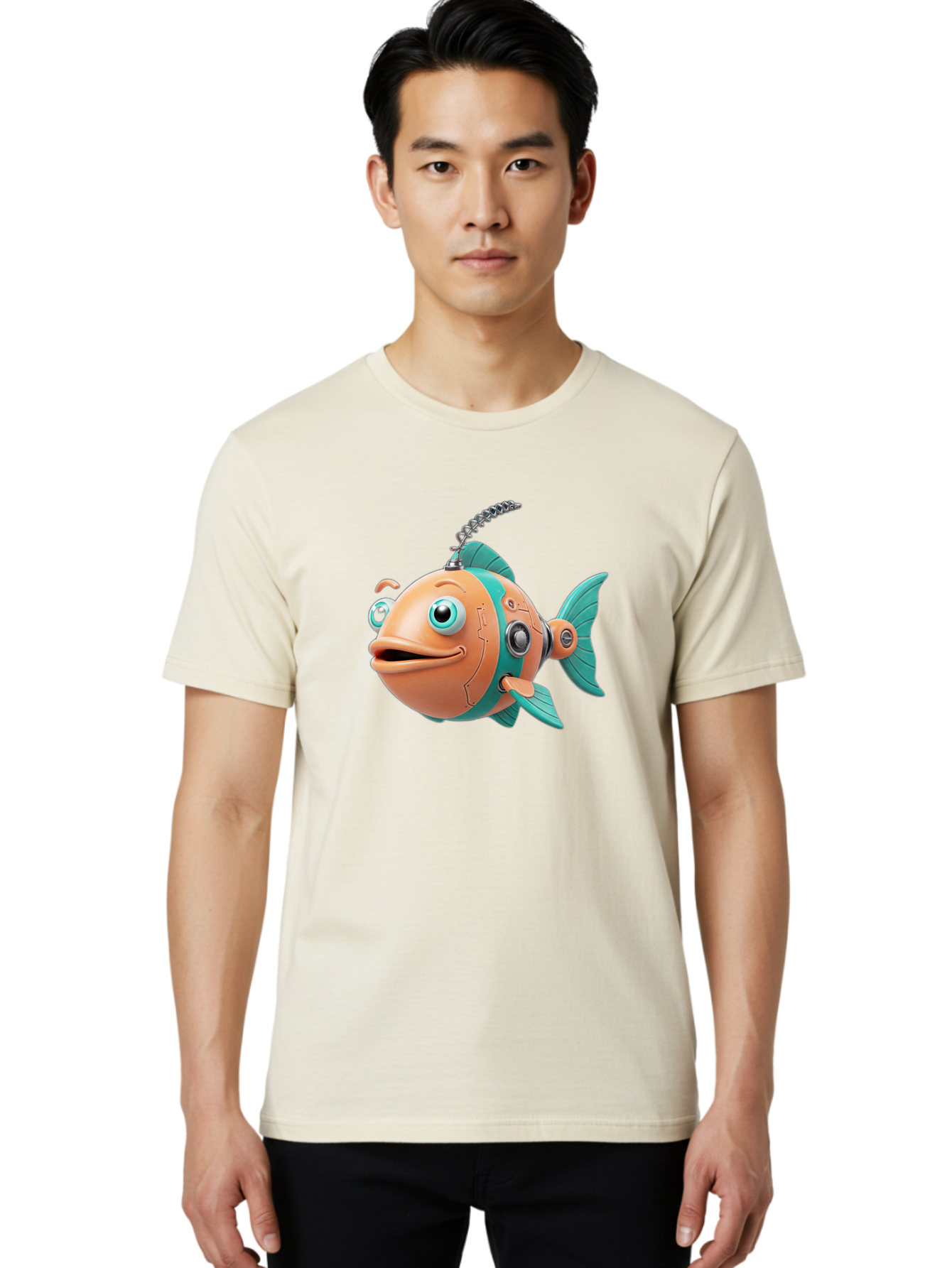 Robot-Fish-2 Men'S Graphic Tee, 100% Cotton, Comfortable Casual Summer Wear, Machine Washable, Vintage Camera, Old Camera, Antique Camera, Black Camera, Classic Photography, Photography Equipment, Nostalgic Device, Film Camera, Camera Art Baf470 30