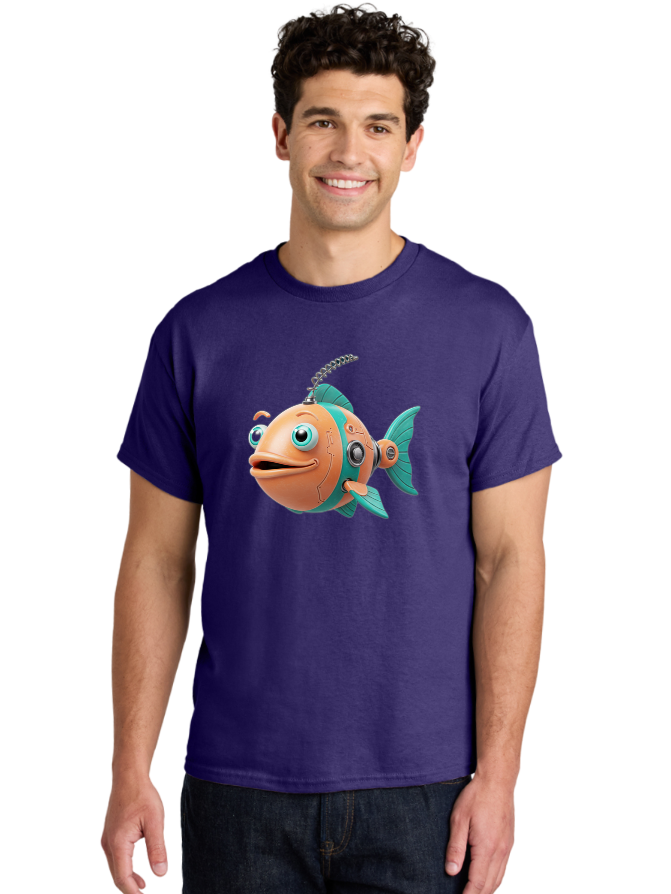 Robot-Fish-2 Men'S Graphic Tee, 100% Cotton, Comfortable Casual Summer Wear, Machine Washable, Vintage Camera, Old Camera, Antique Camera, Black Camera, Classic Photography, Photography Equipment, Nostalgic Device, Film Camera, Camera Art Baf470 22