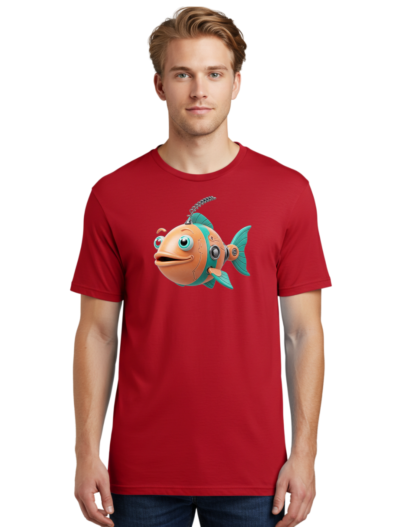 Robot-Fish-2 Men'S Graphic Tee, 100% Cotton, Comfortable Casual Summer Wear, Machine Washable, Vintage Camera, Old Camera, Antique Camera, Black Camera, Classic Photography, Photography Equipment, Nostalgic Device, Film Camera, Camera Art Baf470 27