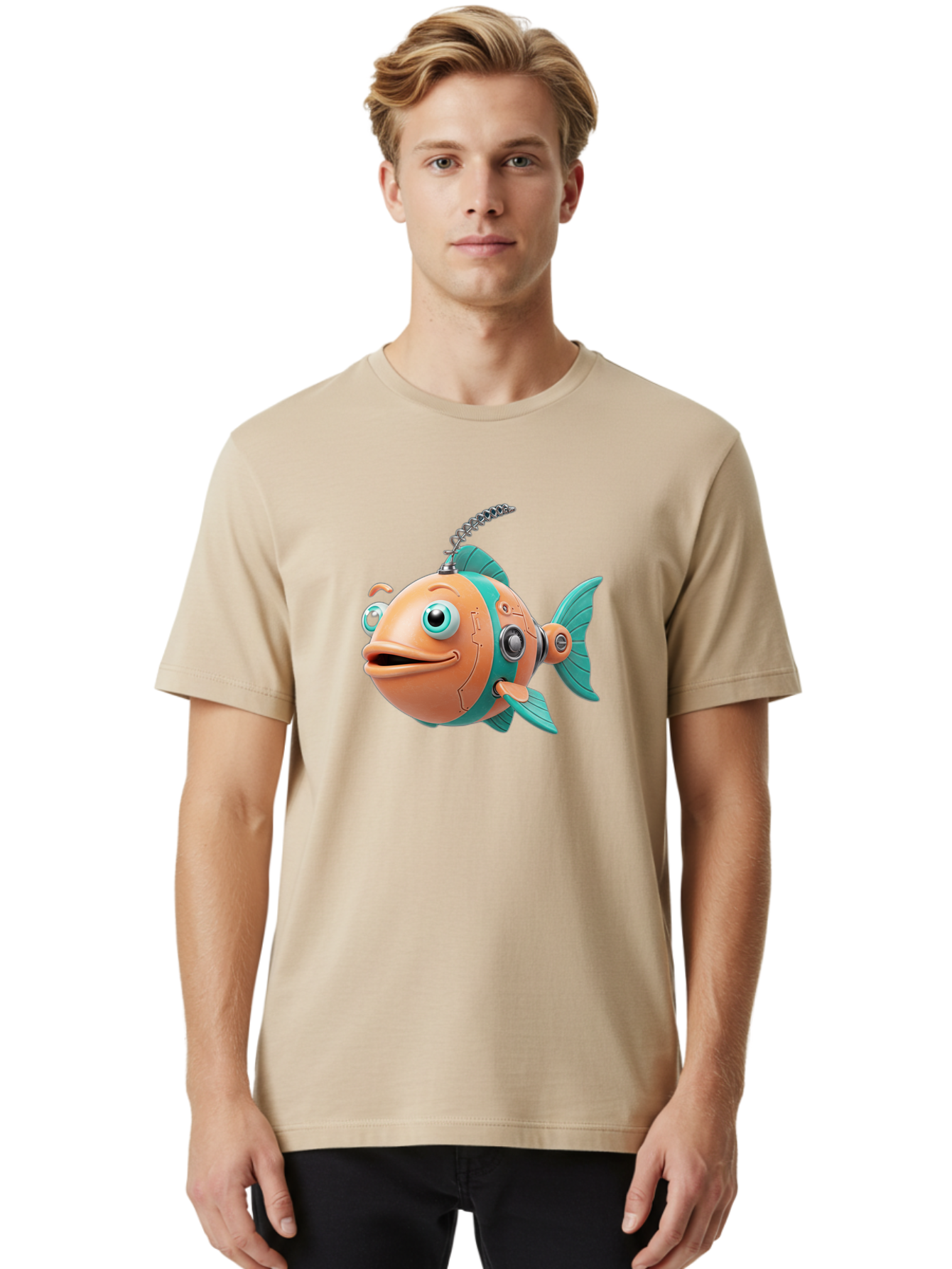 Robot-Fish-2 Men'S Graphic Tee, 100% Cotton, Comfortable Casual Summer Wear, Machine Washable, Vintage Camera, Old Camera, Antique Camera, Black Camera, Classic Photography, Photography Equipment, Nostalgic Device, Film Camera, Camera Art Baf470 23