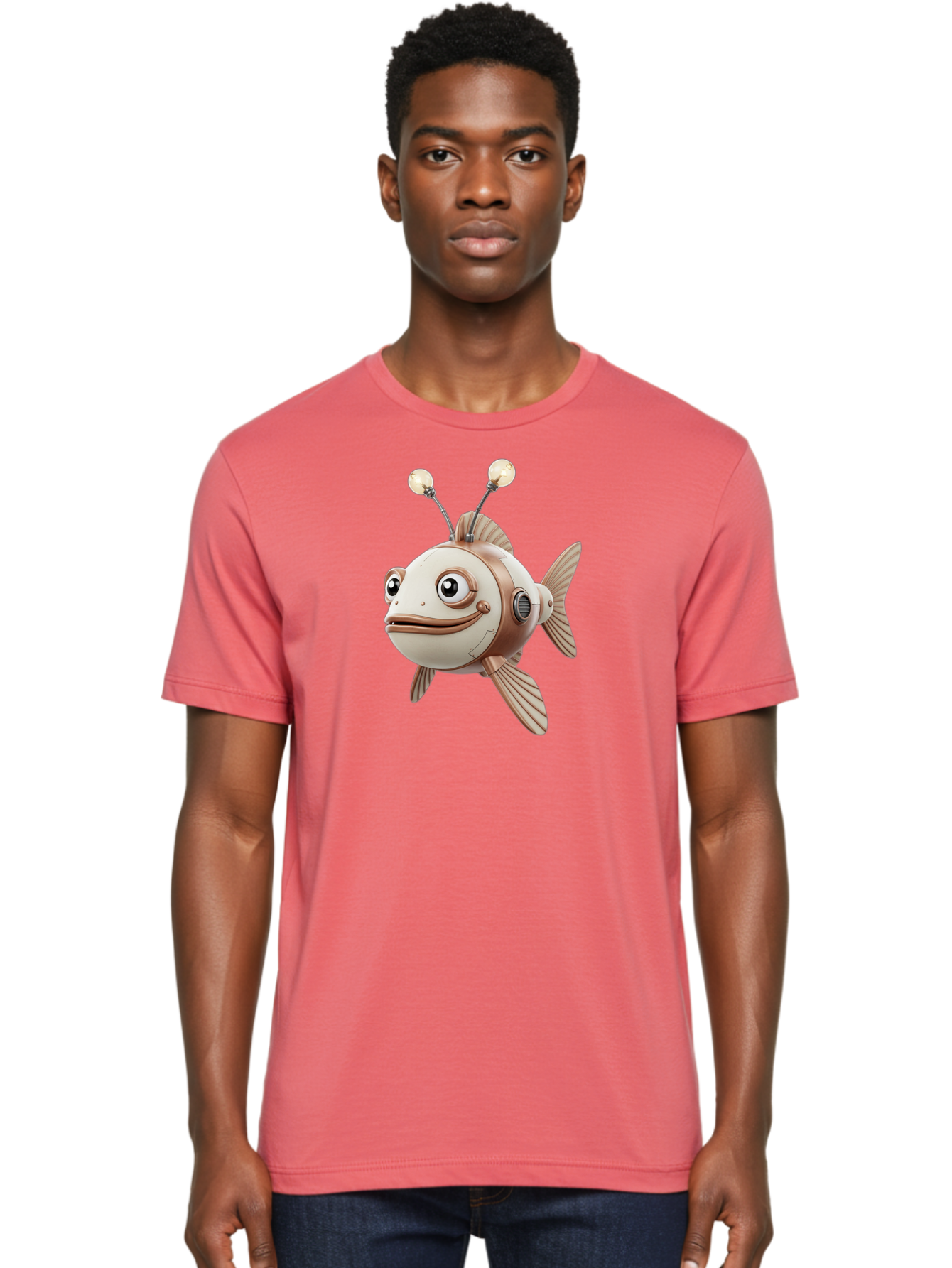 Robot-Fish-3 Men'S Graphic Tee, 100% Cotton, Comfortable Casual Summer Wear, Machine Washable, Vintage Camera, Old Camera, Antique Camera, Black Camera, Classic Photography, Photography Equipment, Nostalgic Device, Film Camera, Camera Art Baf471 19