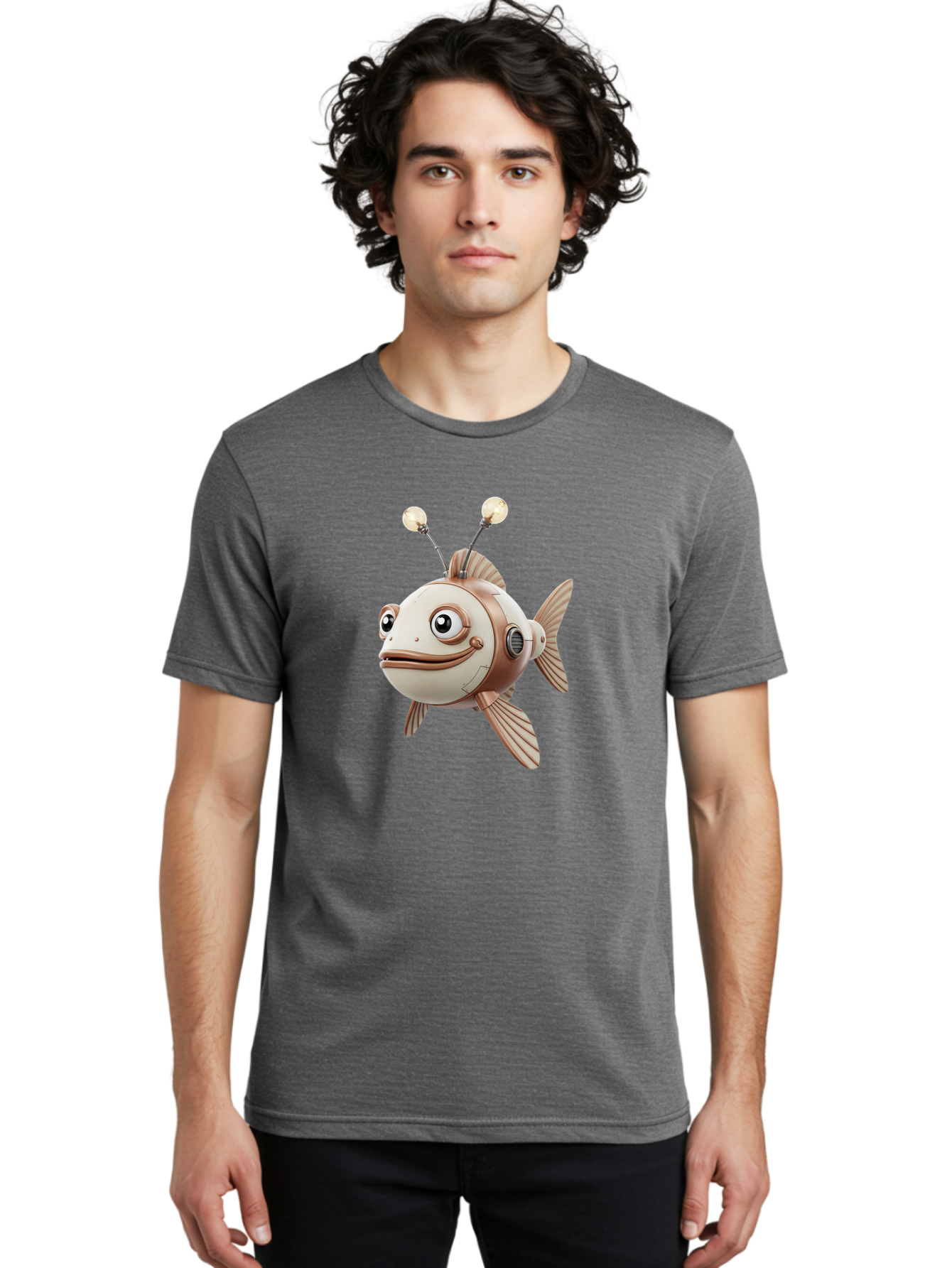 Robot-Fish-3 Men'S Graphic Tee, 100% Cotton, Comfortable Casual Summer Wear, Machine Washable, Vintage Camera, Old Camera, Antique Camera, Black Camera, Classic Photography, Photography Equipment, Nostalgic Device, Film Camera, Camera Art Baf471 20