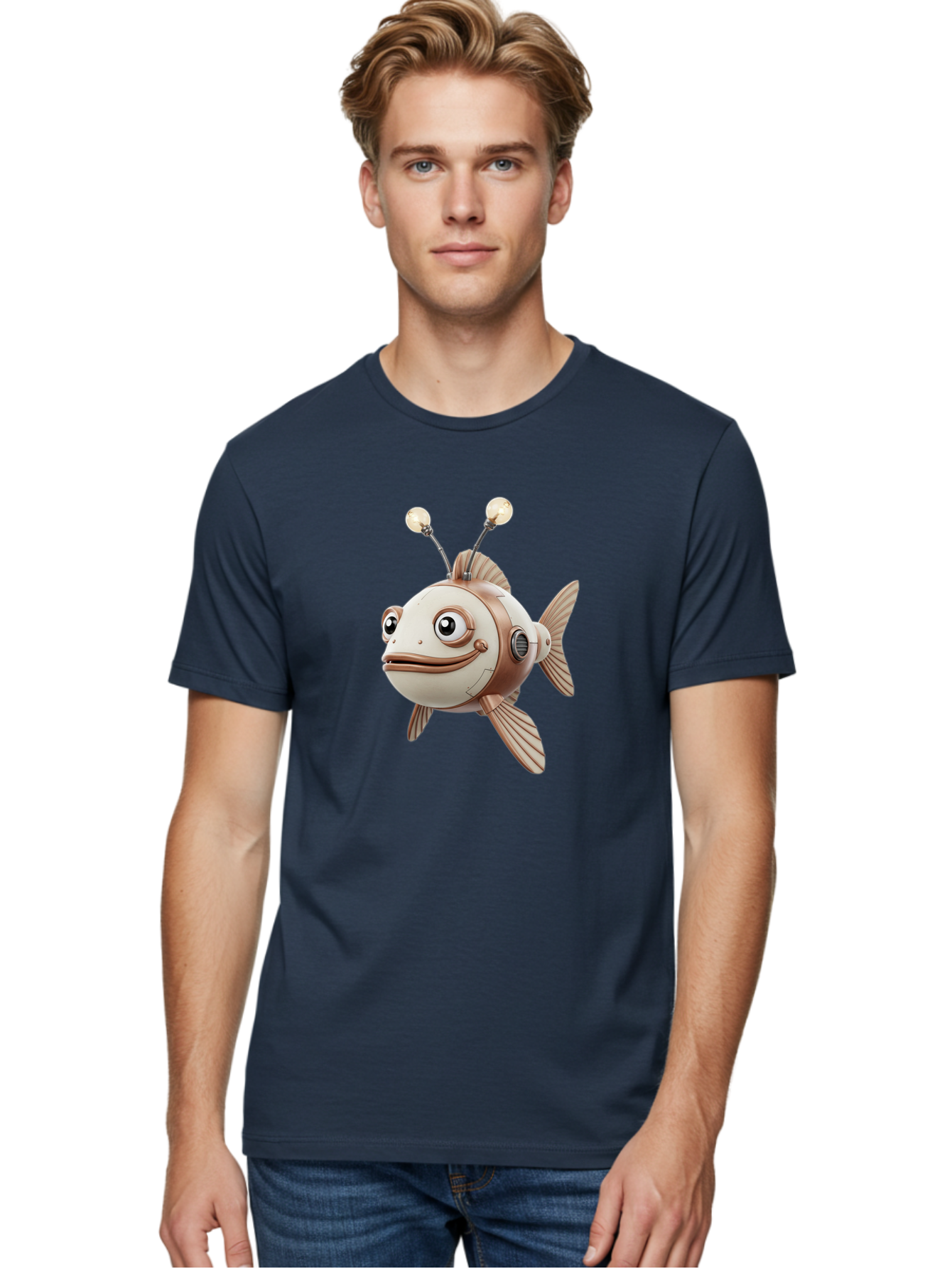Robot-Fish-3 Men'S Graphic Tee, 100% Cotton, Comfortable Casual Summer Wear, Machine Washable, Vintage Camera, Old Camera, Antique Camera, Black Camera, Classic Photography, Photography Equipment, Nostalgic Device, Film Camera, Camera Art Baf471 18
