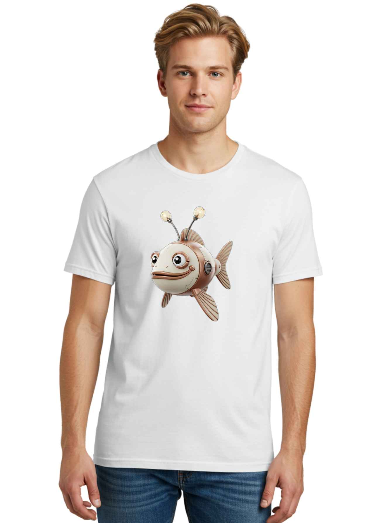 Robot-Fish-3 Men'S Graphic Tee, 100% Cotton, Comfortable Casual Summer Wear, Machine Washable, Vintage Camera, Old Camera, Antique Camera, Black Camera, Classic Photography, Photography Equipment, Nostalgic Device, Film Camera, Camera Art Baf471 16
