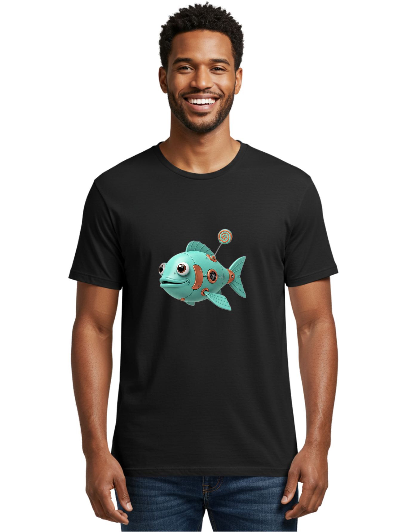 Robot-Fish-4 Men'S Graphic Tee, 100% Cotton, Comfortable Casual Summer Wear, Machine Washable, Vintage Camera, Old Camera, Antique Camera, Black Camera, Classic Photography, Photography Equipment, Nostalgic Device, Film Camera, Camera Art Baf472 21