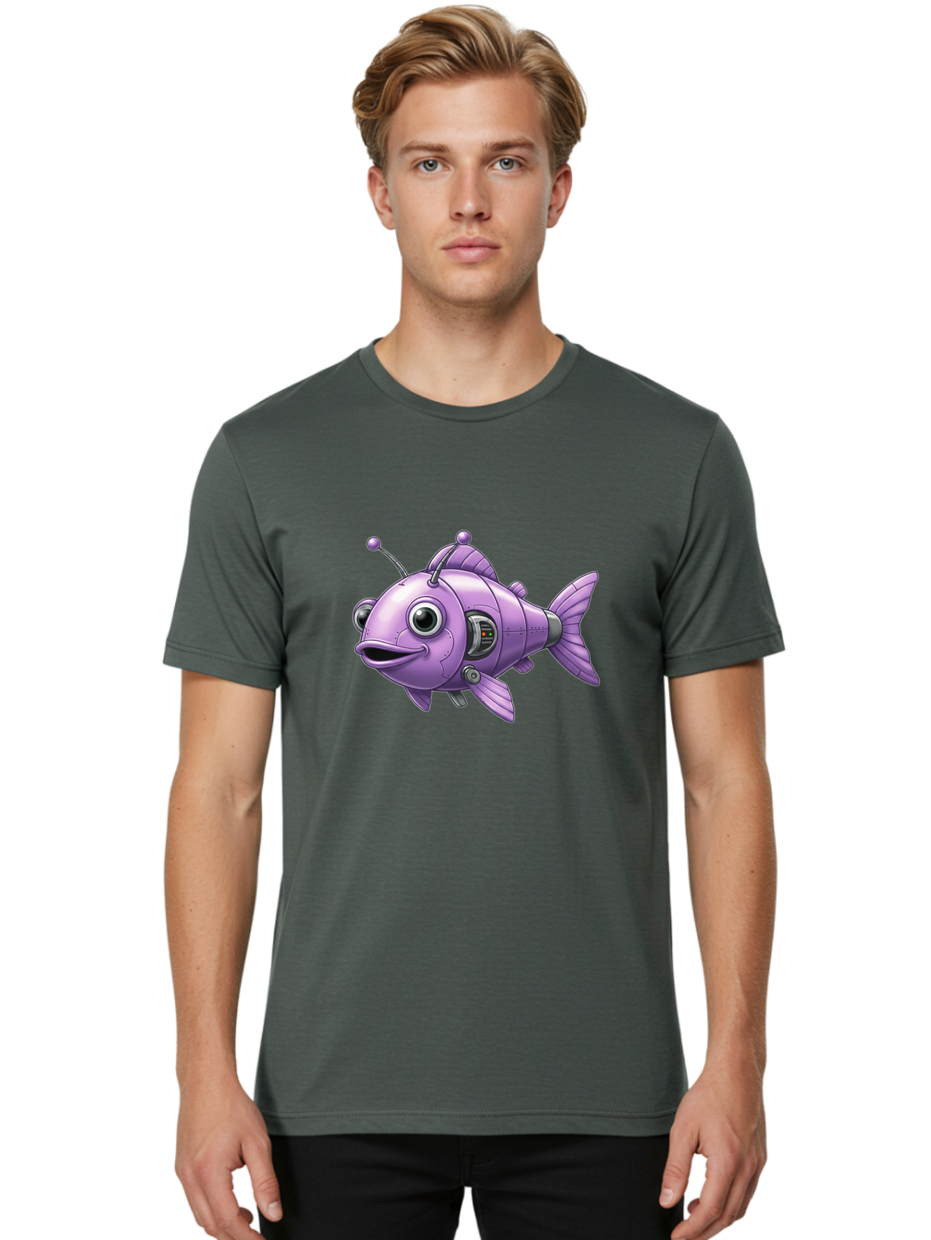 Robot-Fish-6 Men'S Graphic Tee, 100% Cotton, Comfortable Casual Summer Wear, Machine Washable, Vintage Camera, Old Camera, Antique Camera, Black Camera, Classic Photography, Photography Equipment, Nostalgic Device, Film Camera, Camera Art Baf474 28