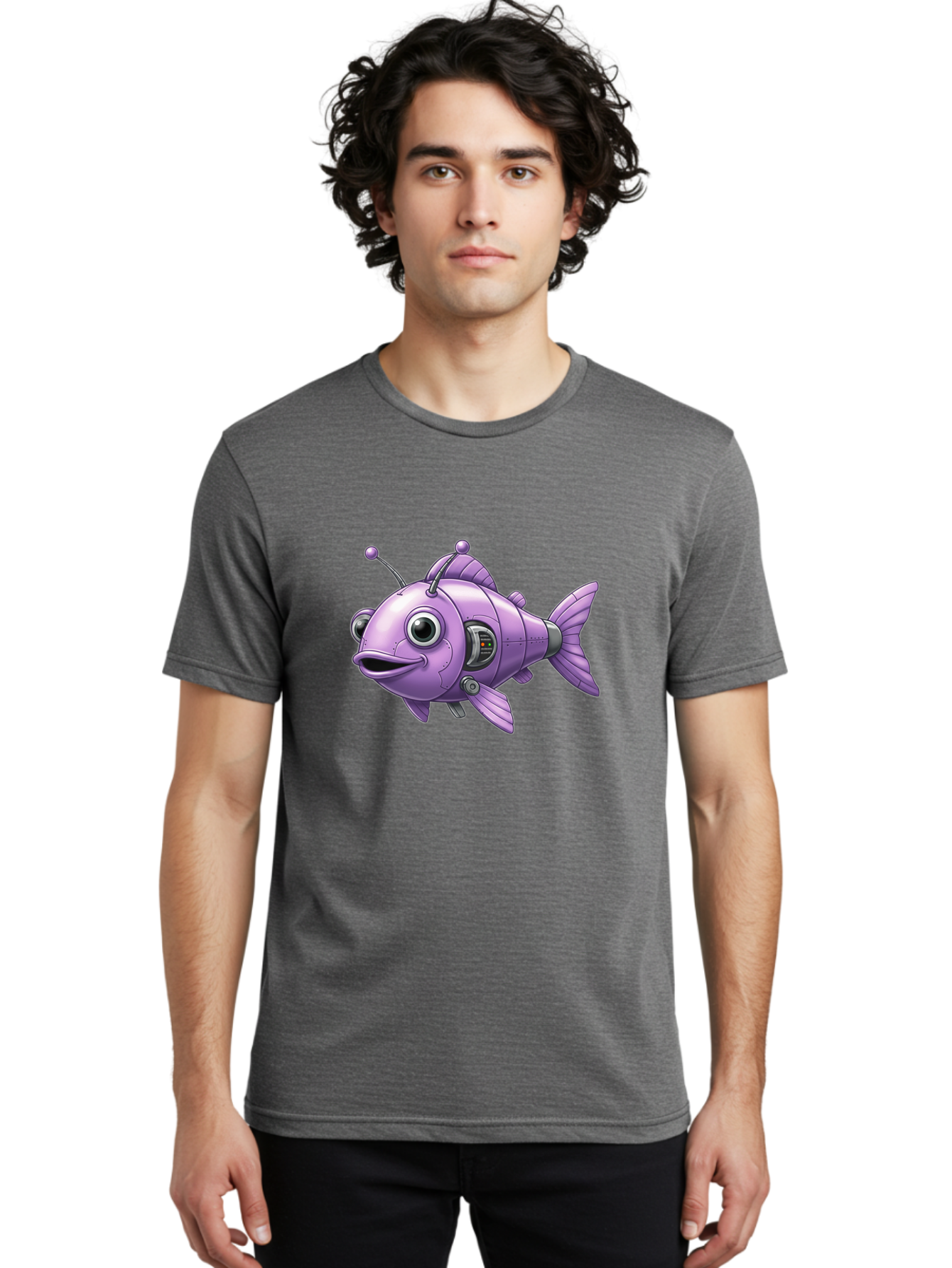 Robot-Fish-6 Men'S Graphic Tee, 100% Cotton, Comfortable Casual Summer Wear, Machine Washable, Vintage Camera, Old Camera, Antique Camera, Black Camera, Classic Photography, Photography Equipment, Nostalgic Device, Film Camera, Camera Art Baf474 23