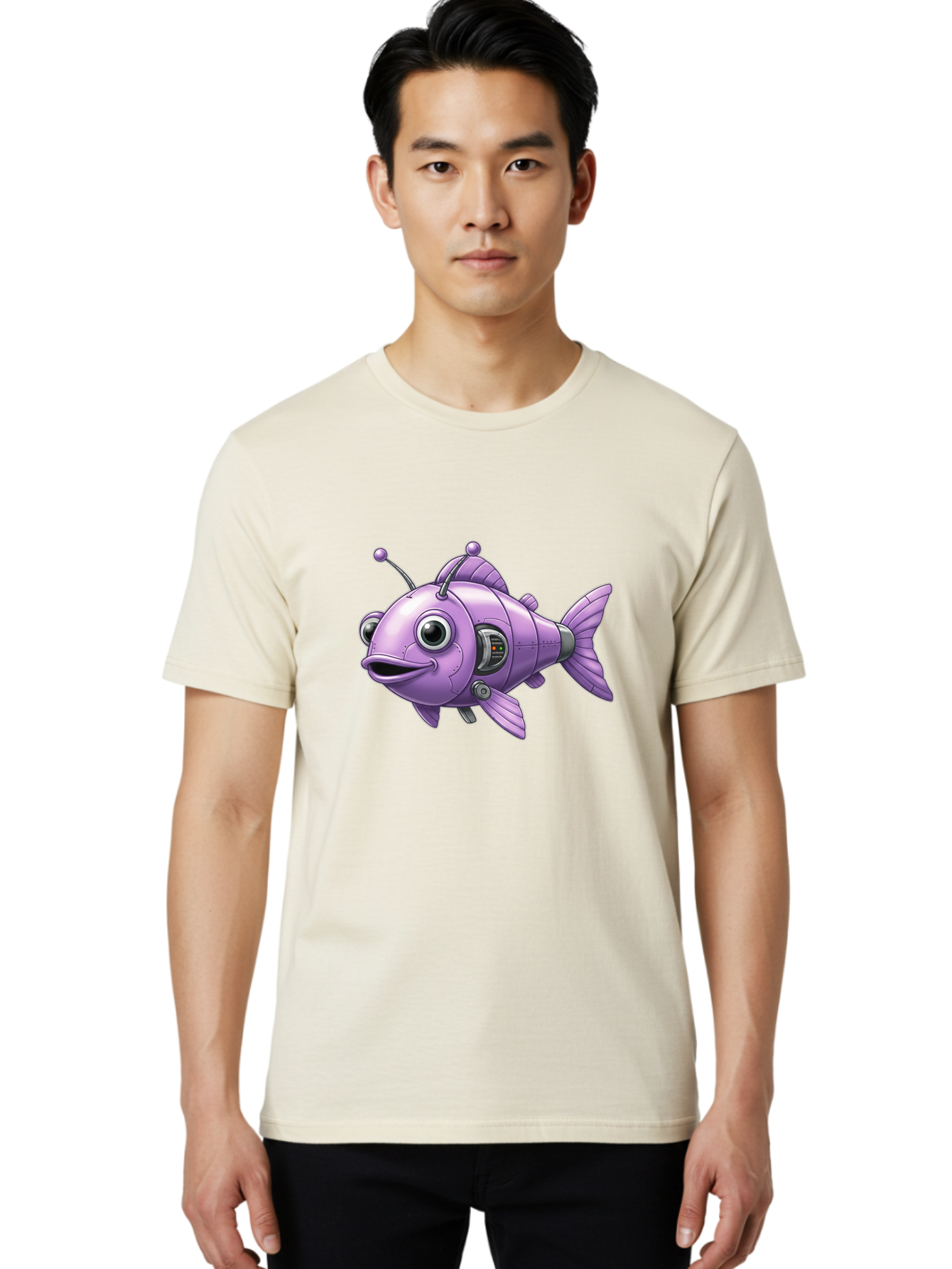 Robot-Fish-6 Men'S Graphic Tee, 100% Cotton, Comfortable Casual Summer Wear, Machine Washable, Vintage Camera, Old Camera, Antique Camera, Black Camera, Classic Photography, Photography Equipment, Nostalgic Device, Film Camera, Camera Art Baf474 26