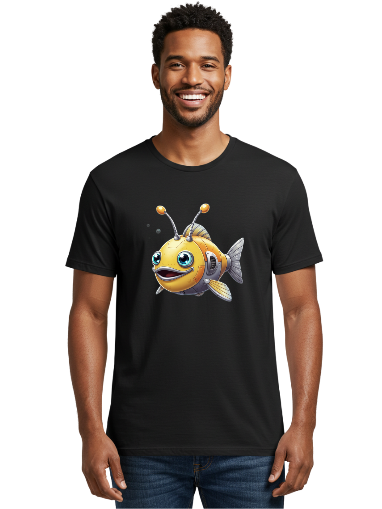 Robot-Fish-7 Men'S Graphic Tee, 100% Cotton, Comfortable Casual Summer Wear, Machine Washable, Vintage Camera, Old Camera, Antique Camera, Black Camera, Classic Photography, Photography Equipment, Nostalgic Device, Film Camera, Camera Art Baf475 23