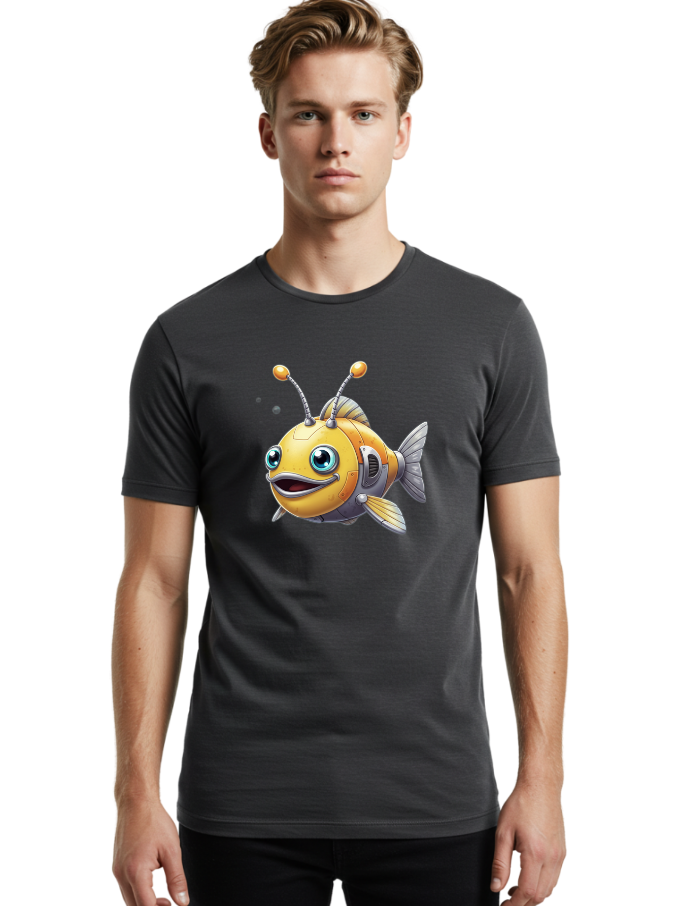 Robot-Fish-7 Men'S Graphic Tee, 100% Cotton, Comfortable Casual Summer Wear, Machine Washable, Vintage Camera, Old Camera, Antique Camera, Black Camera, Classic Photography, Photography Equipment, Nostalgic Device, Film Camera, Camera Art Baf475 20