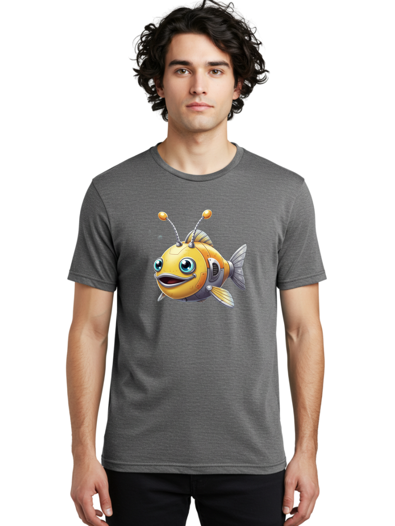 Robot-Fish-7 Men'S Graphic Tee, 100% Cotton, Comfortable Casual Summer Wear, Machine Washable, Vintage Camera, Old Camera, Antique Camera, Black Camera, Classic Photography, Photography Equipment, Nostalgic Device, Film Camera, Camera Art Baf475 25