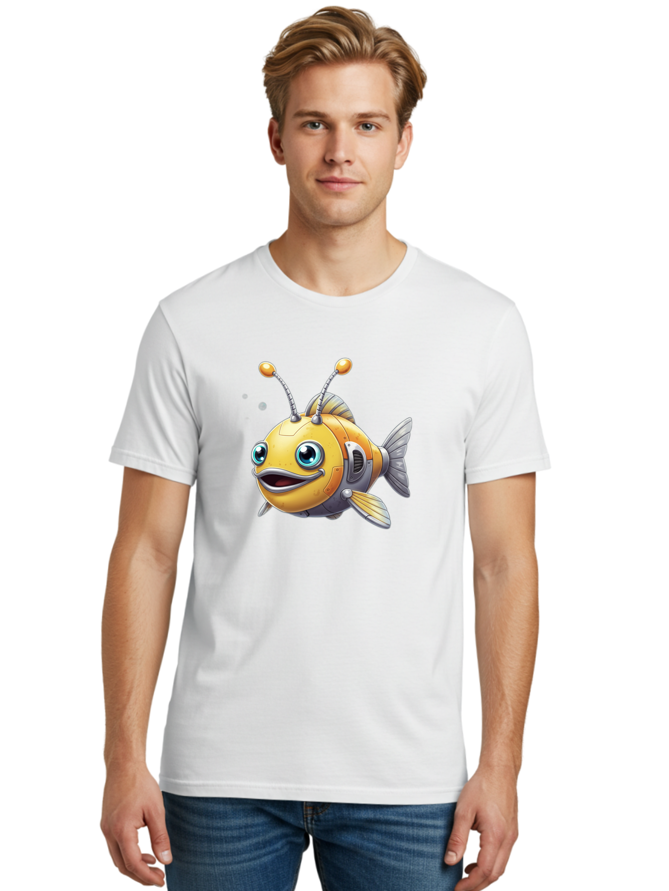 Robot-Fish-7 Men'S Graphic Tee, 100% Cotton, Comfortable Casual Summer Wear, Machine Washable, Vintage Camera, Old Camera, Antique Camera, Black Camera, Classic Photography, Photography Equipment, Nostalgic Device, Film Camera, Camera Art Baf475 16