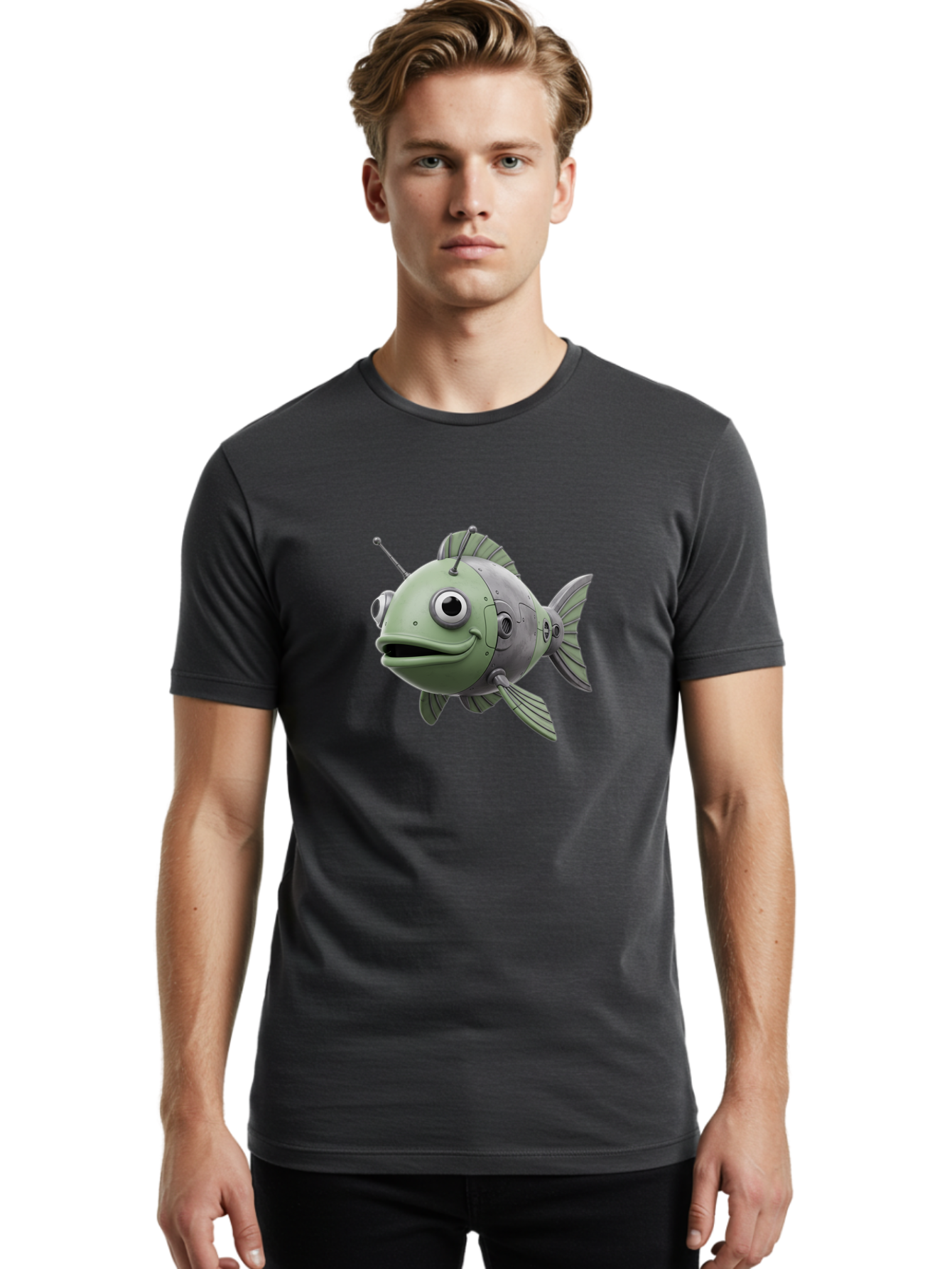 Robot-Fish-8 Men'S Graphic Tee, 100% Cotton, Comfortable Casual Summer Wear, Machine Washable, Vintage Camera, Old Camera, Antique Camera, Black Camera, Classic Photography, Photography Equipment, Nostalgic Device, Film Camera, Camera Art Baf476 30
