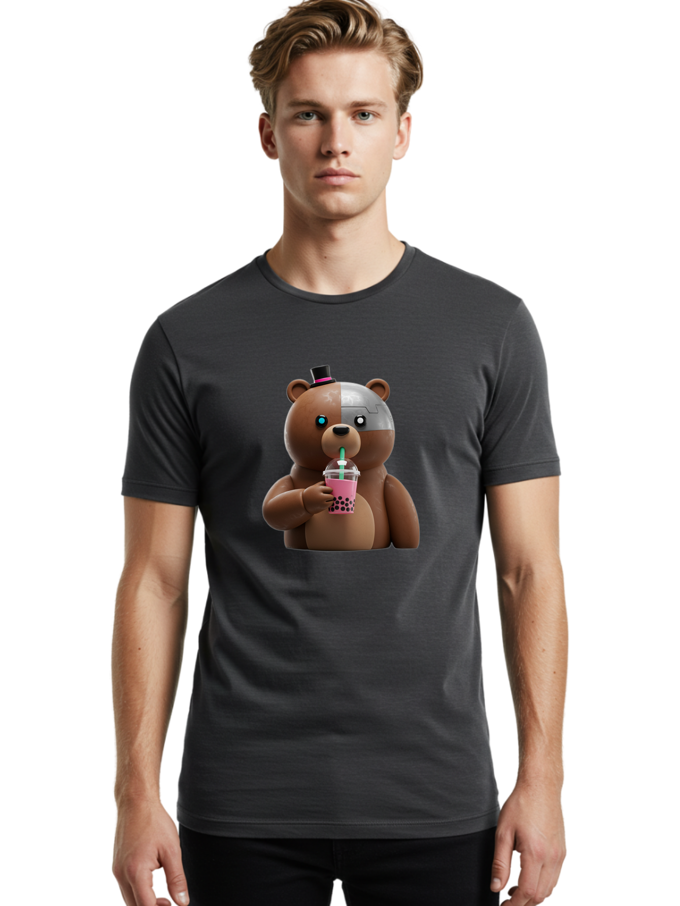 Robot-Teddy-Bear Men'S Graphic Tee, 100% Cotton, Comfortable Casual Summer Wear, Machine Washable, Vintage Camera, Old Camera, Antique Camera, Black Camera, Classic Photography, Photography Equipment, Nostalgic Device, Film Camera, Camera Art Baf481 22