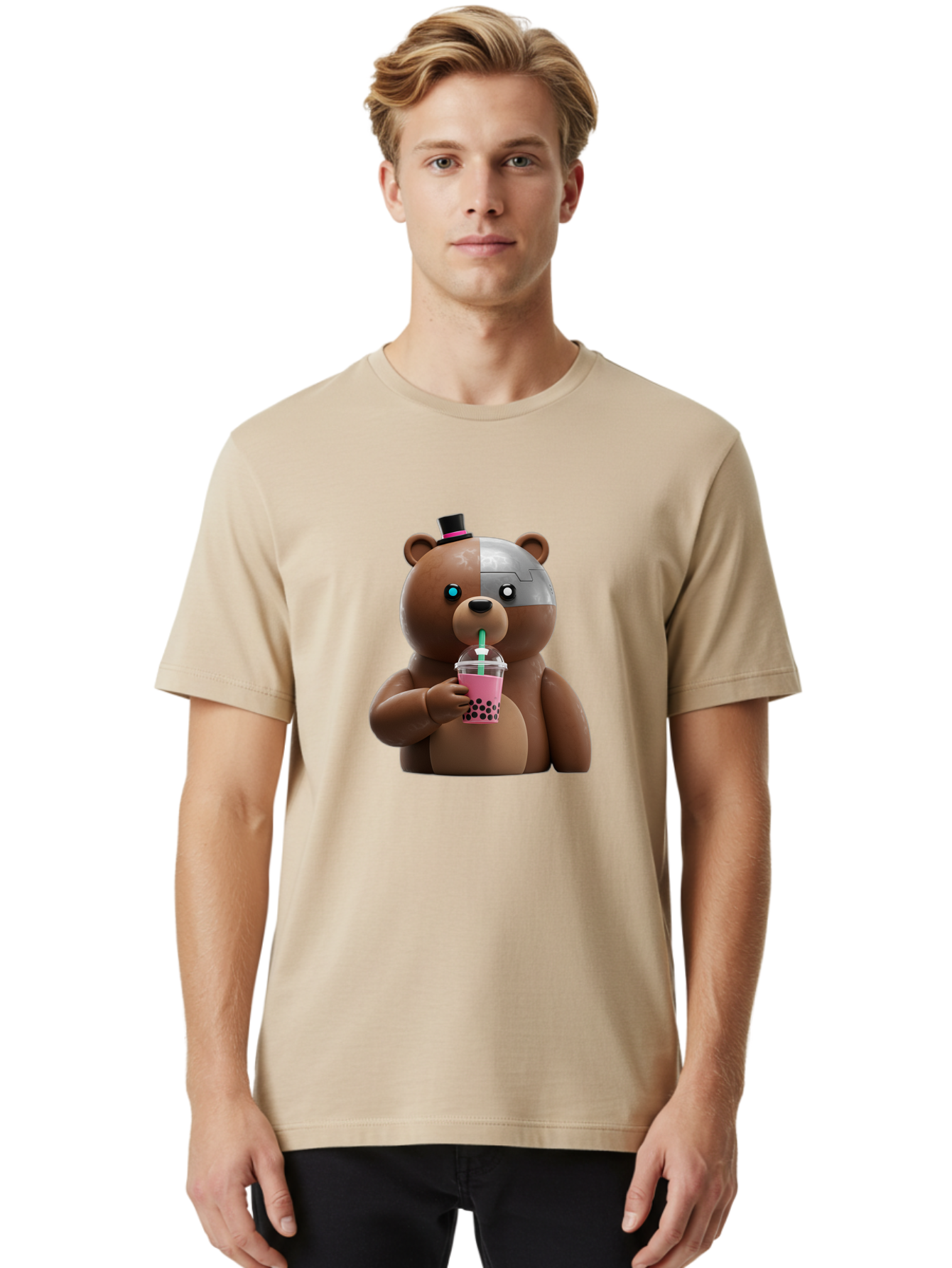 Robot-Teddy-Bear Men'S Graphic Tee, 100% Cotton, Comfortable Casual Summer Wear, Machine Washable, Vintage Camera, Old Camera, Antique Camera, Black Camera, Classic Photography, Photography Equipment, Nostalgic Device, Film Camera, Camera Art Baf481 25