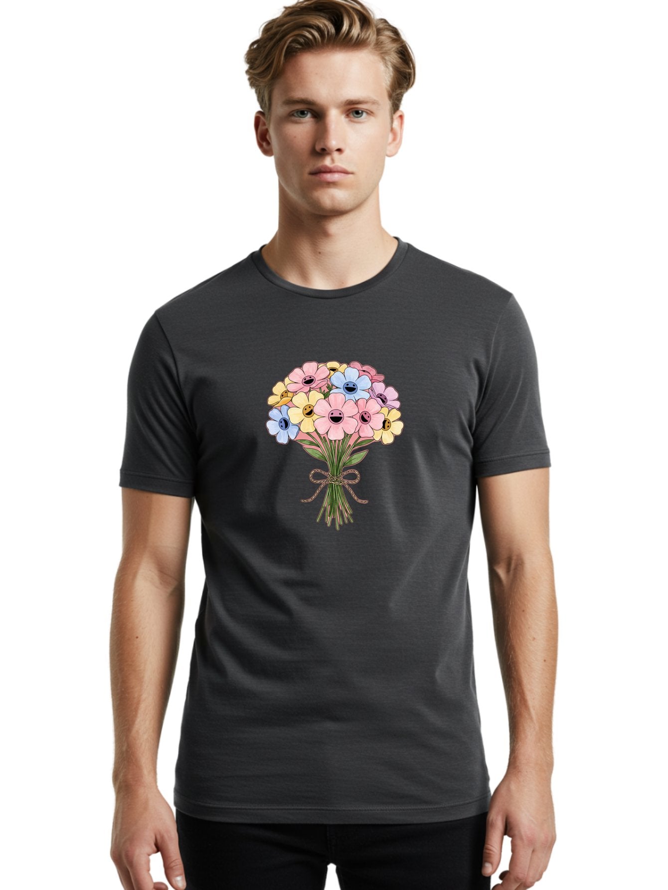 Smiley-Flower-Bouquet Men'S Graphic Tee, 100% Cotton, Comfortable Casual Summer Wear, Machine Washable, Vintage Camera, Old Camera, Antique Camera, Black Camera, Classic Photography, Photography Equipment, Nostalgic Device, Film Camera, Baf517 26