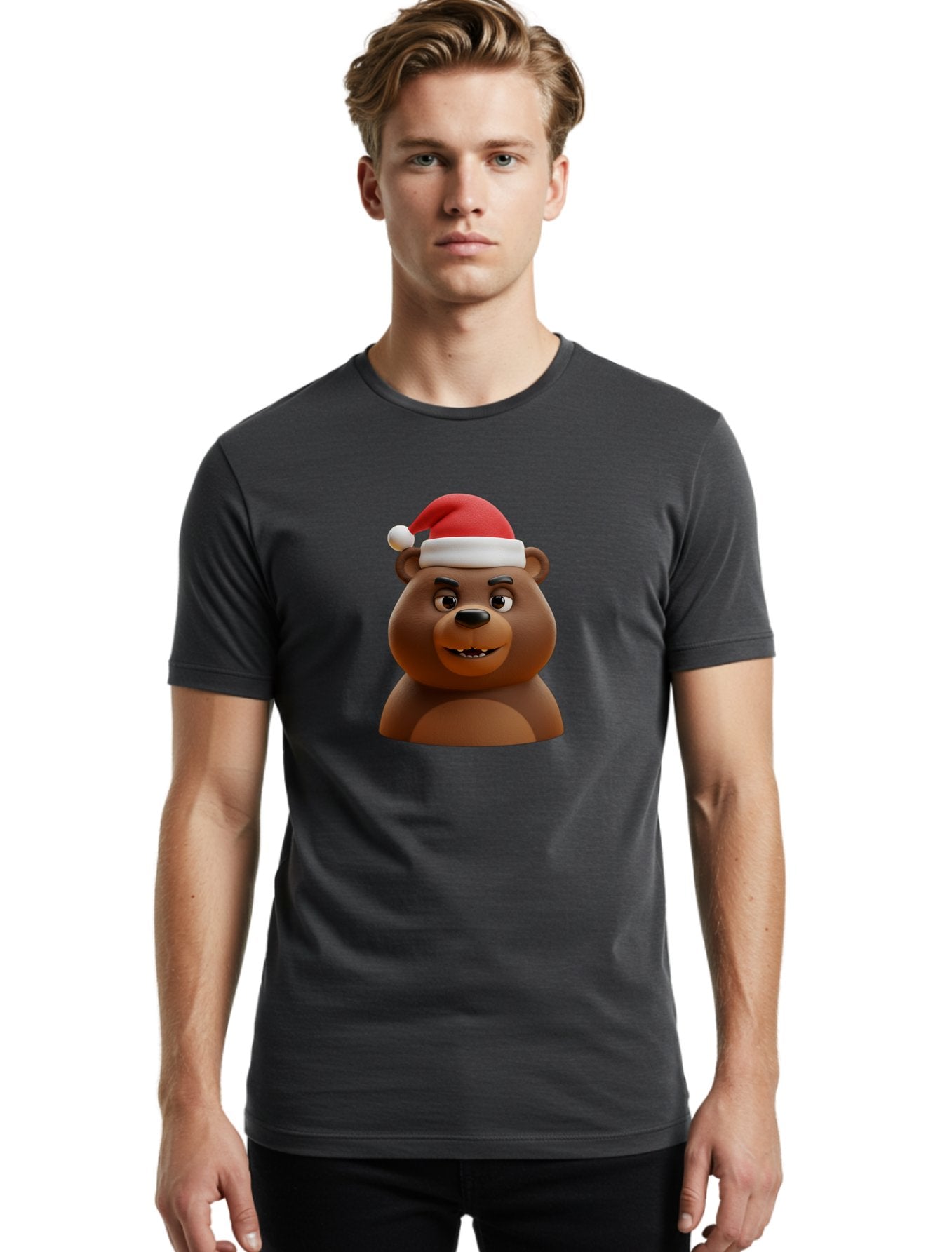 Smiling-Bear-Santa-Hat Men'S Graphic Tee, 100% Cotton, Comfortable Casual Summer Wear, Machine Washable, Vintage Camera, Old Camera, Antique Camera, Black Camera, Classic Photography, Photography Equipment, Nostalgic Device, Film Camera, Baf518 28