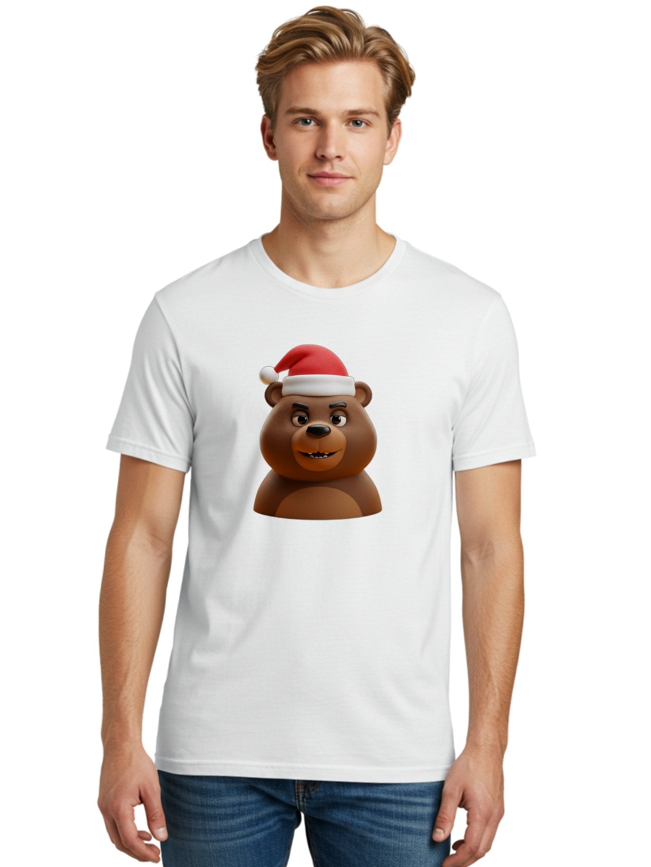 Smiling-Bear-Santa-Hat Men'S Graphic Tee, 100% Cotton, Comfortable Casual Summer Wear, Machine Washable, Vintage Camera, Old Camera, Antique Camera, Black Camera, Classic Photography, Photography Equipment, Nostalgic Device, Film Camera, Baf518 17