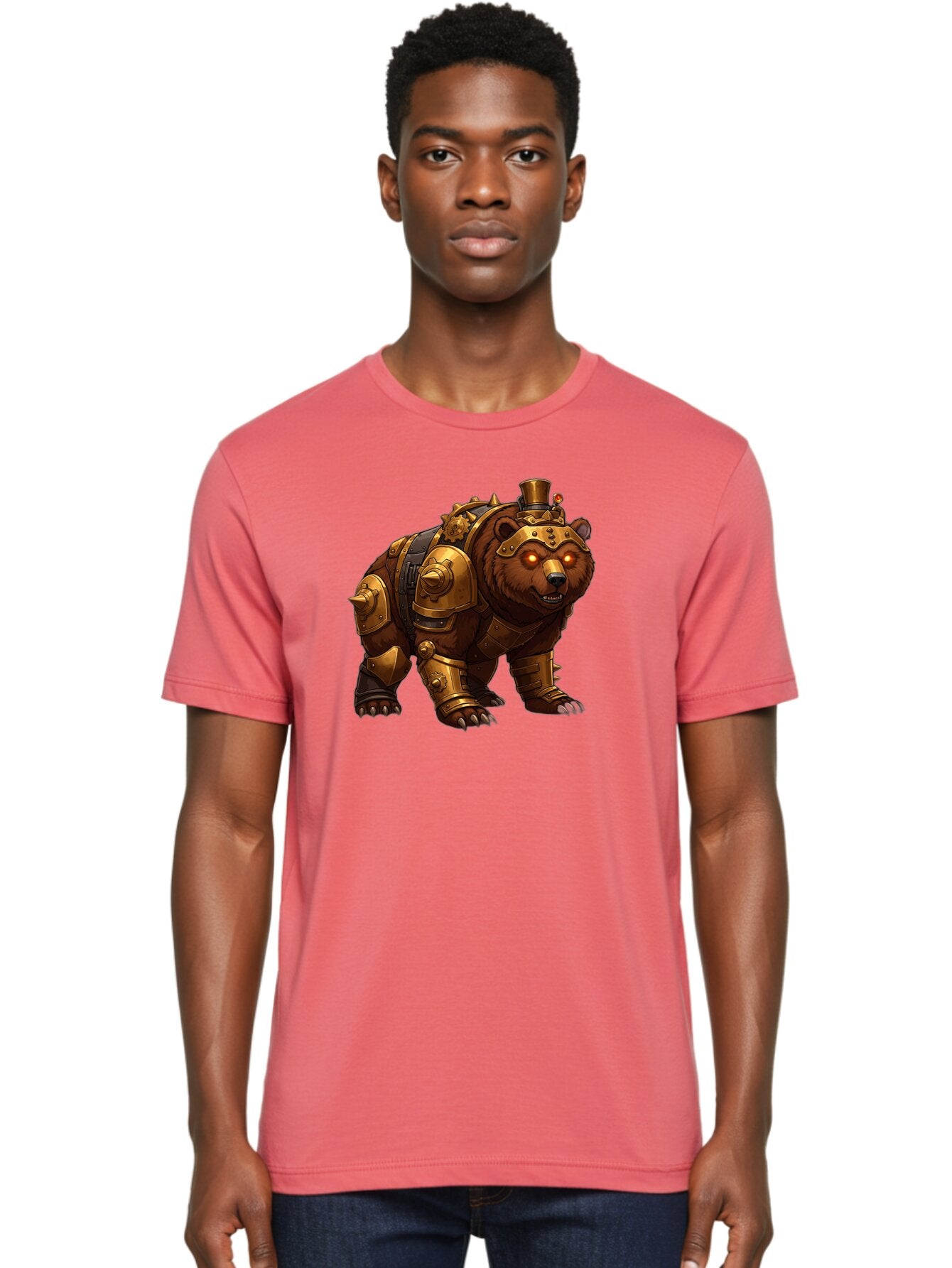 Steampunk-Bear-1 Men'S Graphic Tee, 100% Cotton, Comfortable Casual Summer Wear, Machine Washable, Vintage Camera, Old Camera, Antique Camera, Black Camera, Classic Photography, Photography Equipment, Nostalgic Device, Film Camera, Camera Art Baf545 21