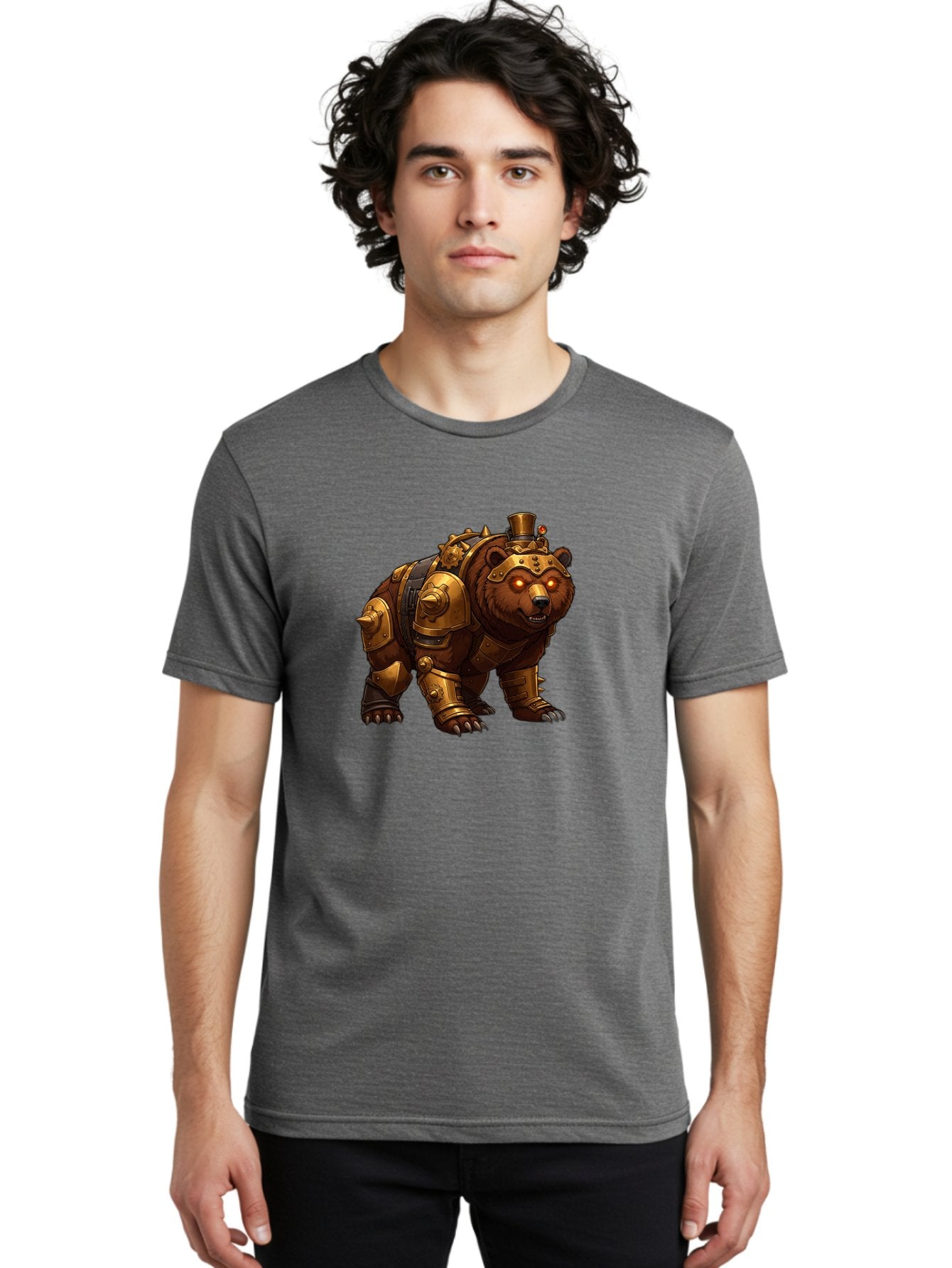 Steampunk-Bear-1 Men'S Graphic Tee, 100% Cotton, Comfortable Casual Summer Wear, Machine Washable, Vintage Camera, Old Camera, Antique Camera, Black Camera, Classic Photography, Photography Equipment, Nostalgic Device, Film Camera, Camera Art Baf545 17