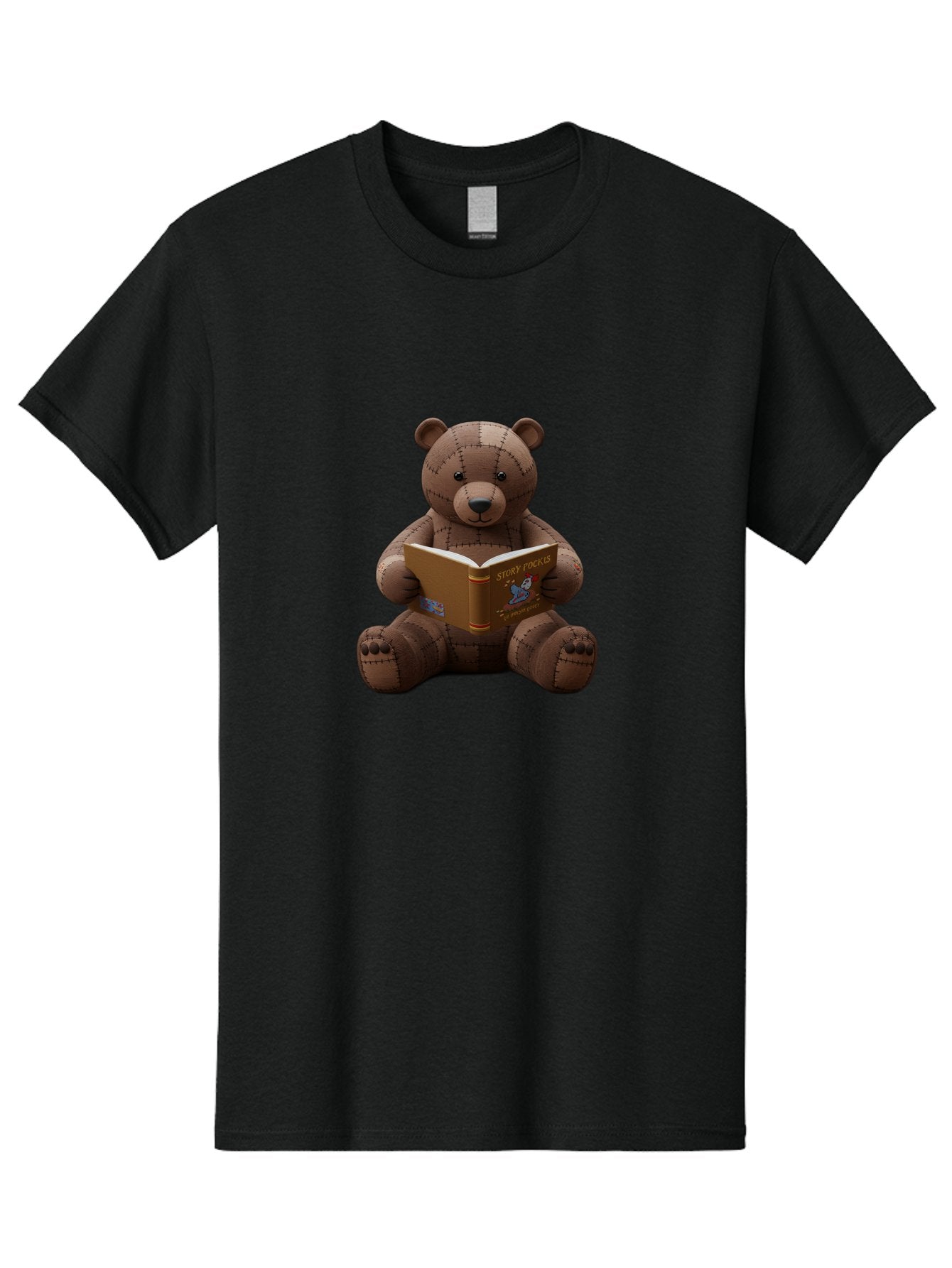 Stitched-Teddy-Bear-Reading-Story-Pockets Men'S Graphic Tee, 100% Cotton, Comfortable Casual Summer Wear, Machine Washable, Vintage Camera, Old Camera, Antique Camera, Black Camera, Classic Photography, Photography Equipment, Nostalgic Device, Baf552 6