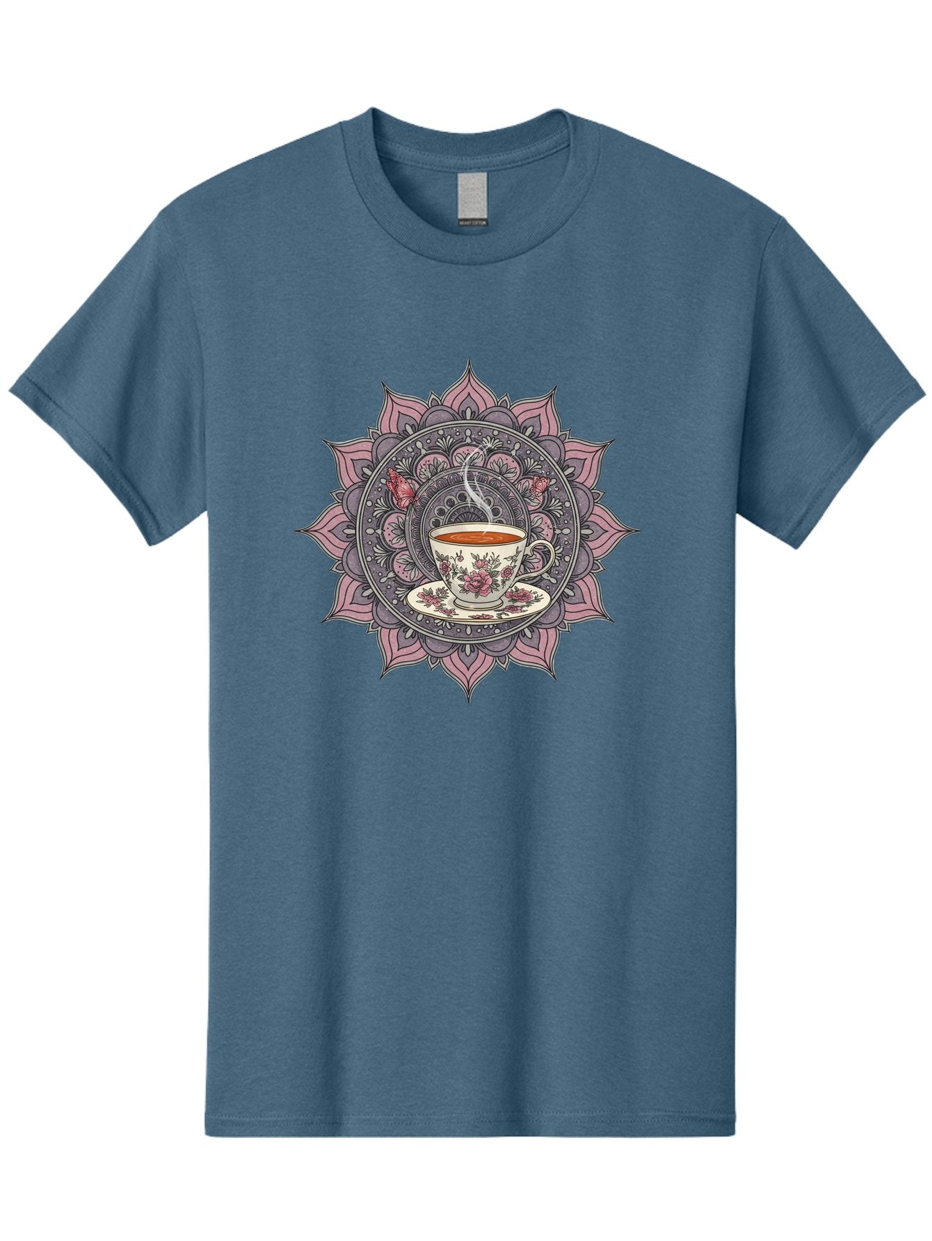 Tea-Cup-Mandala-1 Men'S Graphic Tee, 100% Cotton, Comfortable Casual Summer Wear, Machine Washable, Vintage Camera, Old Camera, Antique Camera, Black Camera, Classic Photography, Photography Equipment, Nostalgic Device, Film Camera, Camera Art Baf564