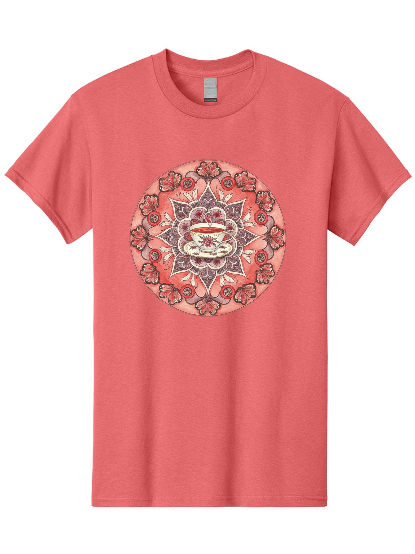 Tea-Cup-Mandala-2 Men'S Graphic Tee, 100% Cotton, Comfortable Casual Summer Wear, Machine Washable, Vintage Camera, Old Camera, Antique Camera, Black Camera, Classic Photography, Photography Equipment, Nostalgic Device, Film Camera, Camera Art Baf565