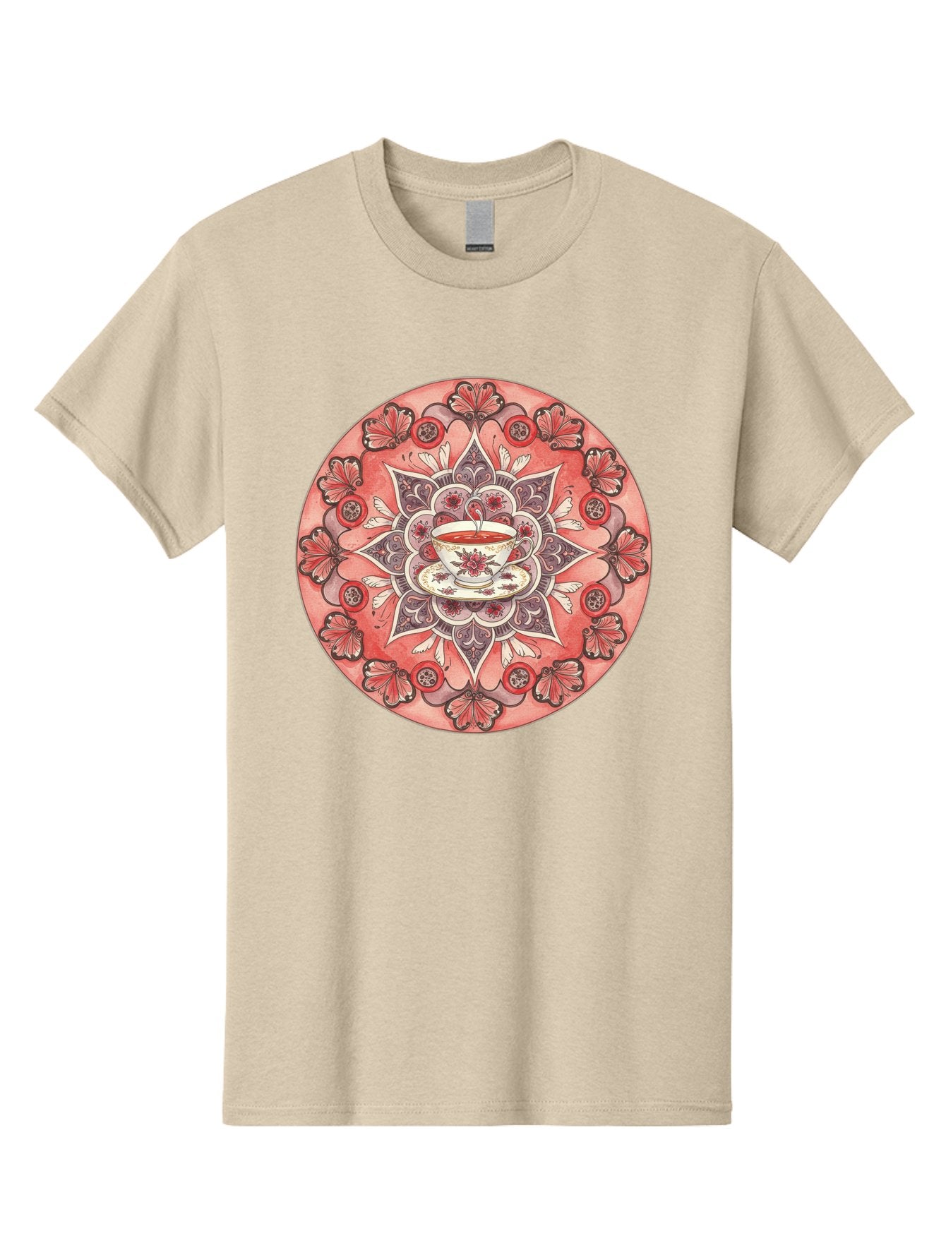 Tea-Cup-Mandala-2 Men'S Graphic Tee, 100% Cotton, Comfortable Casual Summer Wear, Machine Washable, Vintage Camera, Old Camera, Antique Camera, Black Camera, Classic Photography, Photography Equipment, Nostalgic Device, Film Camera, Camera Art Baf565
