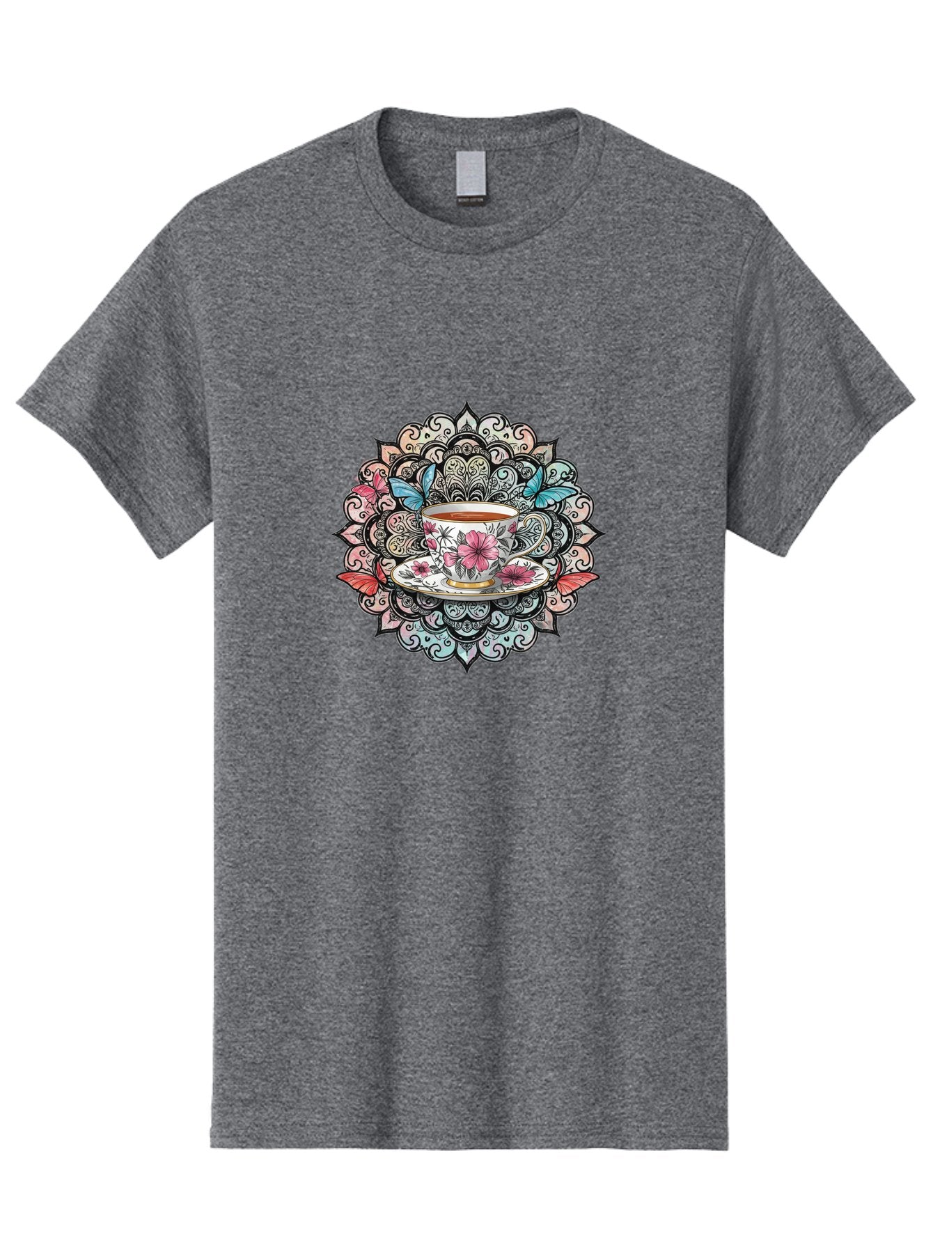 Tea-Cup-Mandala Men'S Graphic Tee, 100% Cotton, Comfortable Casual Summer Wear, Machine Washable, Vintage Camera, Old Camera, Antique Camera, Black Camera, Classic Photography, Photography Equipment, Nostalgic Device, Film Camera, Camera Art Baf566