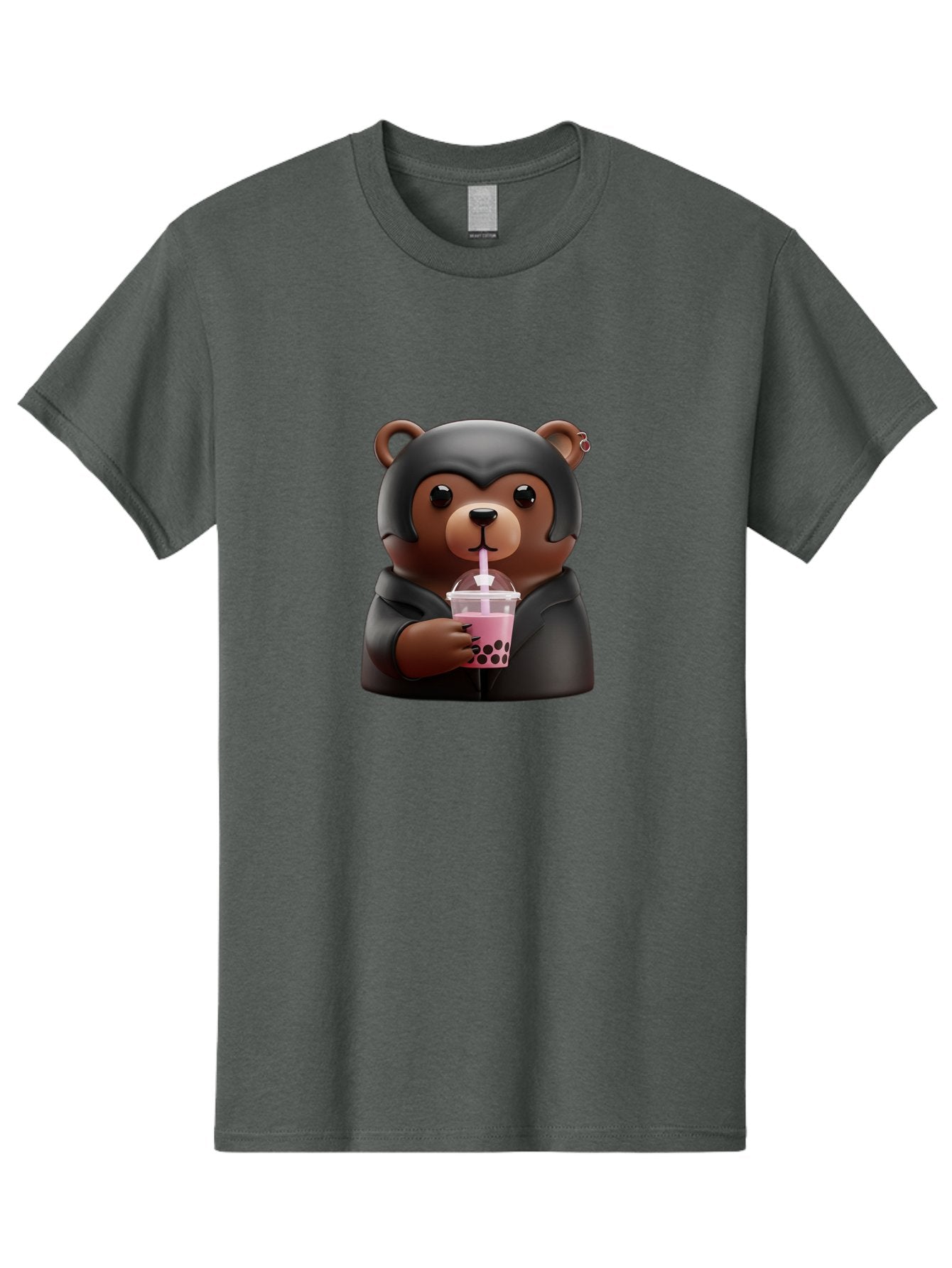 Teddy-Drinking-Bubble-Tea Men'S Graphic Tee, 100% Cotton, Comfortable Casual Summer Wear, Machine Washable, Vintage Camera, Old Camera, Antique Camera, Black Camera, Classic Photography, Photography Equipment, Nostalgic Device, Film Camera, Baf584 12