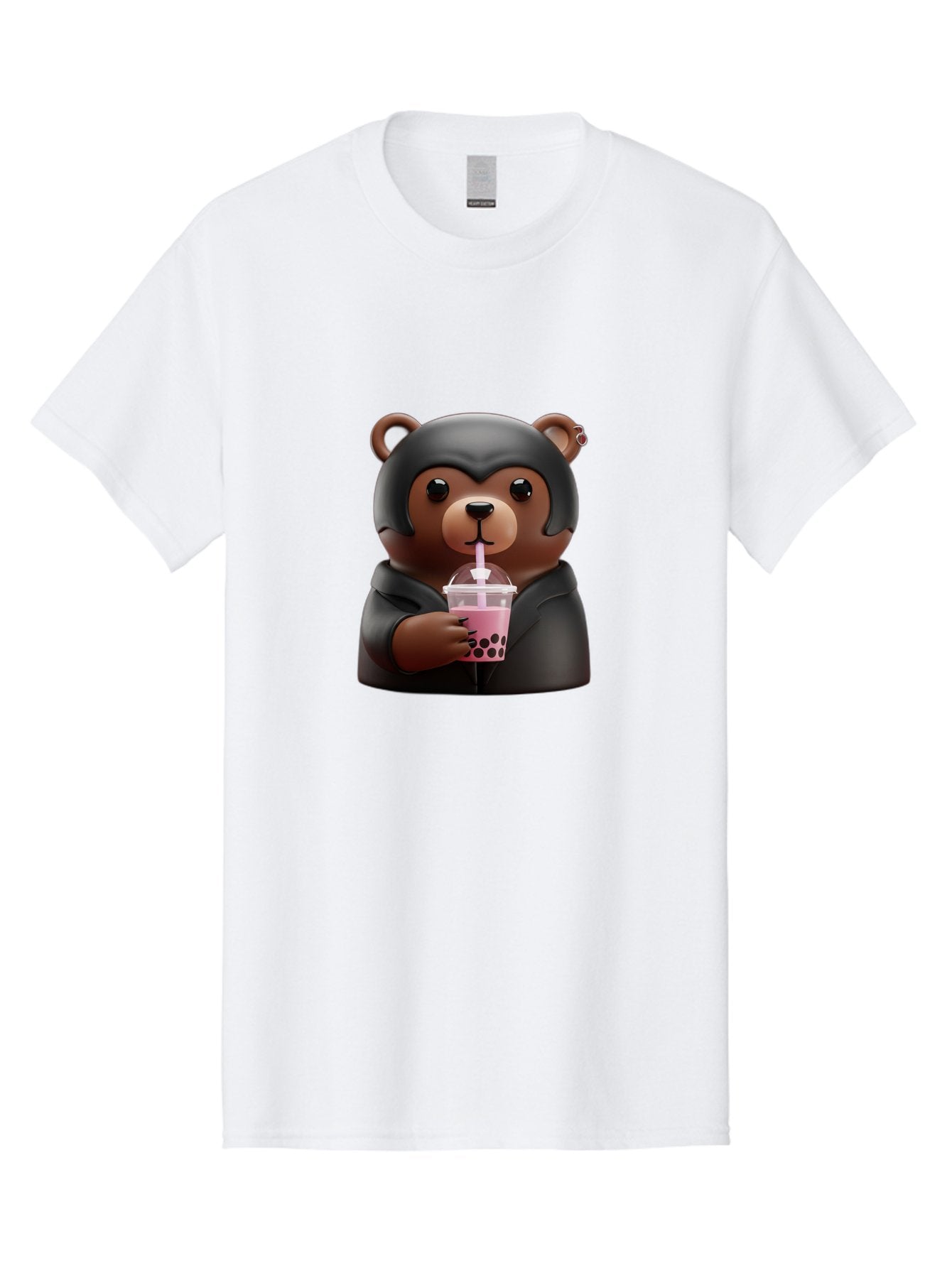 Teddy-Drinking-Bubble-Tea Men'S Graphic Tee, 100% Cotton, Comfortable Casual Summer Wear, Machine Washable, Vintage Camera, Old Camera, Antique Camera, Black Camera, Classic Photography, Photography Equipment, Nostalgic Device, Film Camera, Baf584