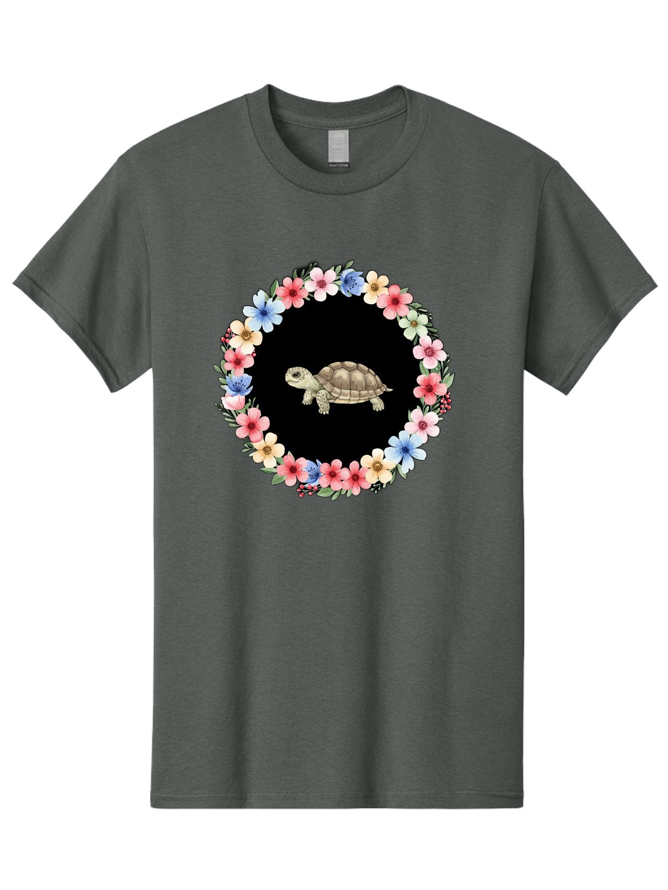 Tortoise-In-Floral-Circle Men'S Graphic Tee, 100% Cotton, Comfortable Casual Summer Wear, Machine Washable, Vintage Camera, Old Camera, Antique Camera, Black Camera, Classic Photography, Photography Equipment, Nostalgic Device, Film Camera, Baf597 10