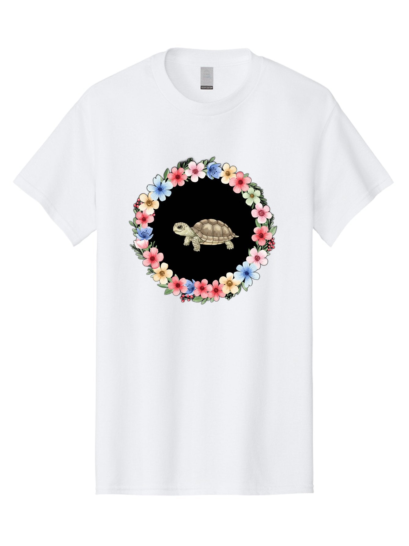 Tortoise-In-Floral-Circle Men'S Graphic Tee, 100% Cotton, Comfortable Casual Summer Wear, Machine Washable, Vintage Camera, Old Camera, Antique Camera, Black Camera, Classic Photography, Photography Equipment, Nostalgic Device, Film Camera, Baf597 7