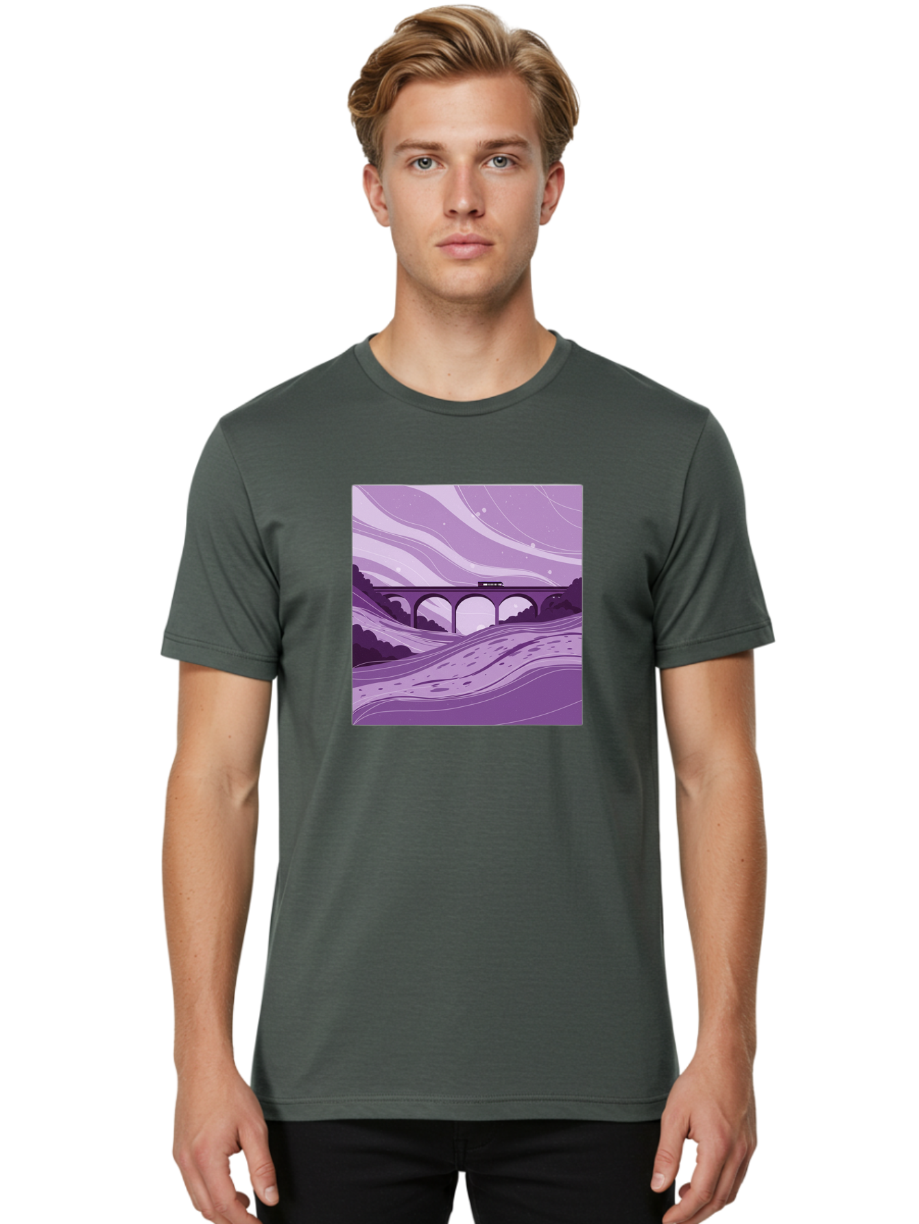 Train-On-Bridge Men'S Graphic Tee, 100% Cotton, Comfortable Casual Summer Wear, Machine Washable, Vintage Camera, Old Camera, Antique Camera, Black Camera, Classic Photography, Photography Equipment, Nostalgic Device, Film Camera, Camera Art Baf599 21