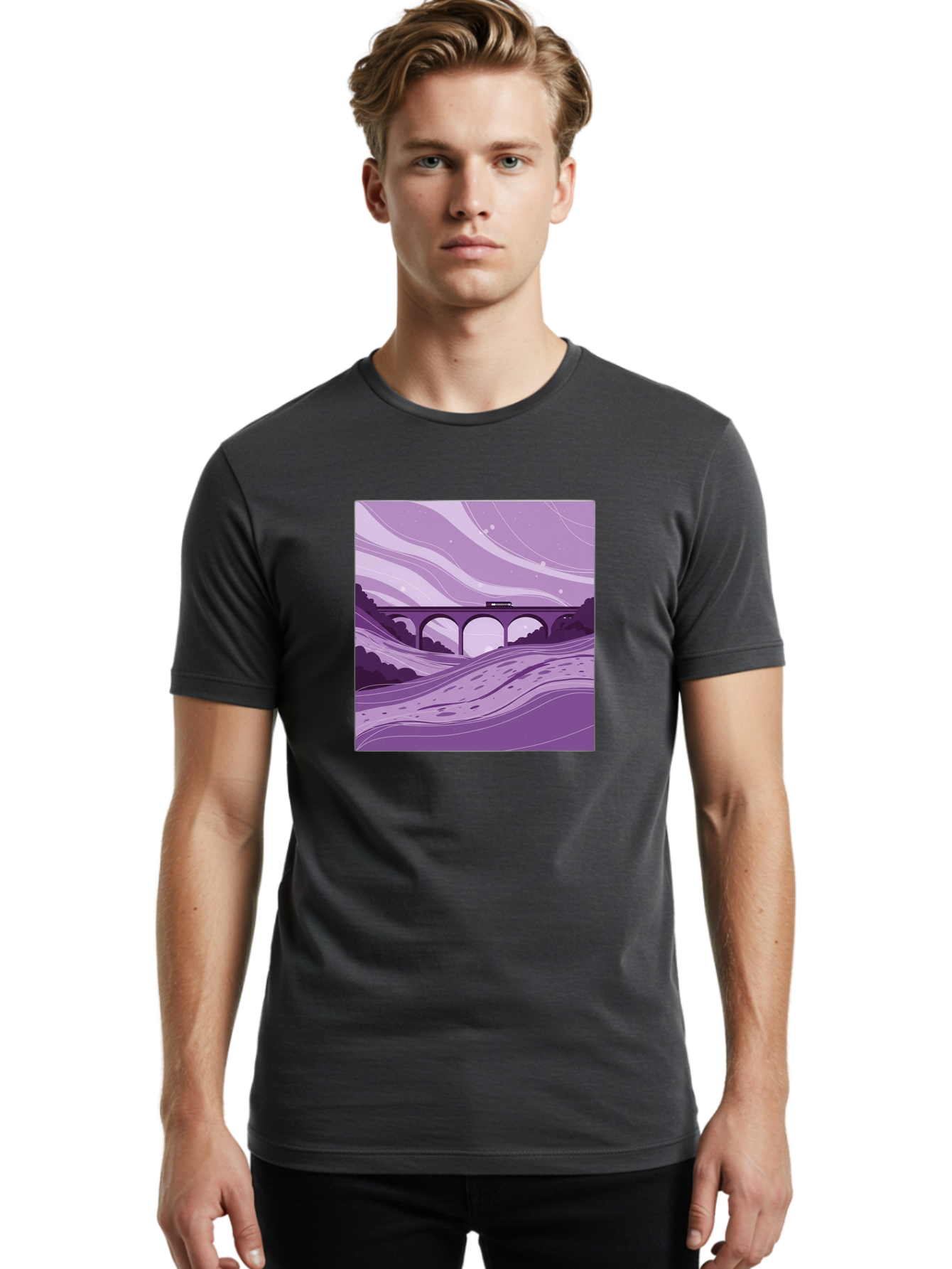 Train-On-Bridge Men'S Graphic Tee, 100% Cotton, Comfortable Casual Summer Wear, Machine Washable, Vintage Camera, Old Camera, Antique Camera, Black Camera, Classic Photography, Photography Equipment, Nostalgic Device, Film Camera, Camera Art Baf599 22