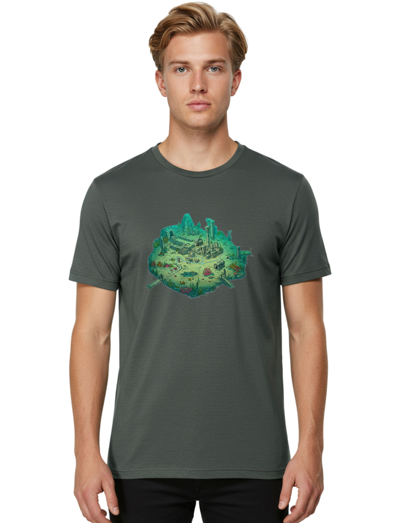 Underwater-City-Ruins Men'S Graphic Tee, 100% Cotton, Comfortable Casual Summer Wear, Machine Washable, Vintage Camera, Old Camera, Antique Camera, Black Camera, Classic Photography, Photography Equipment, Nostalgic Device, Film Camera, Baf610 6