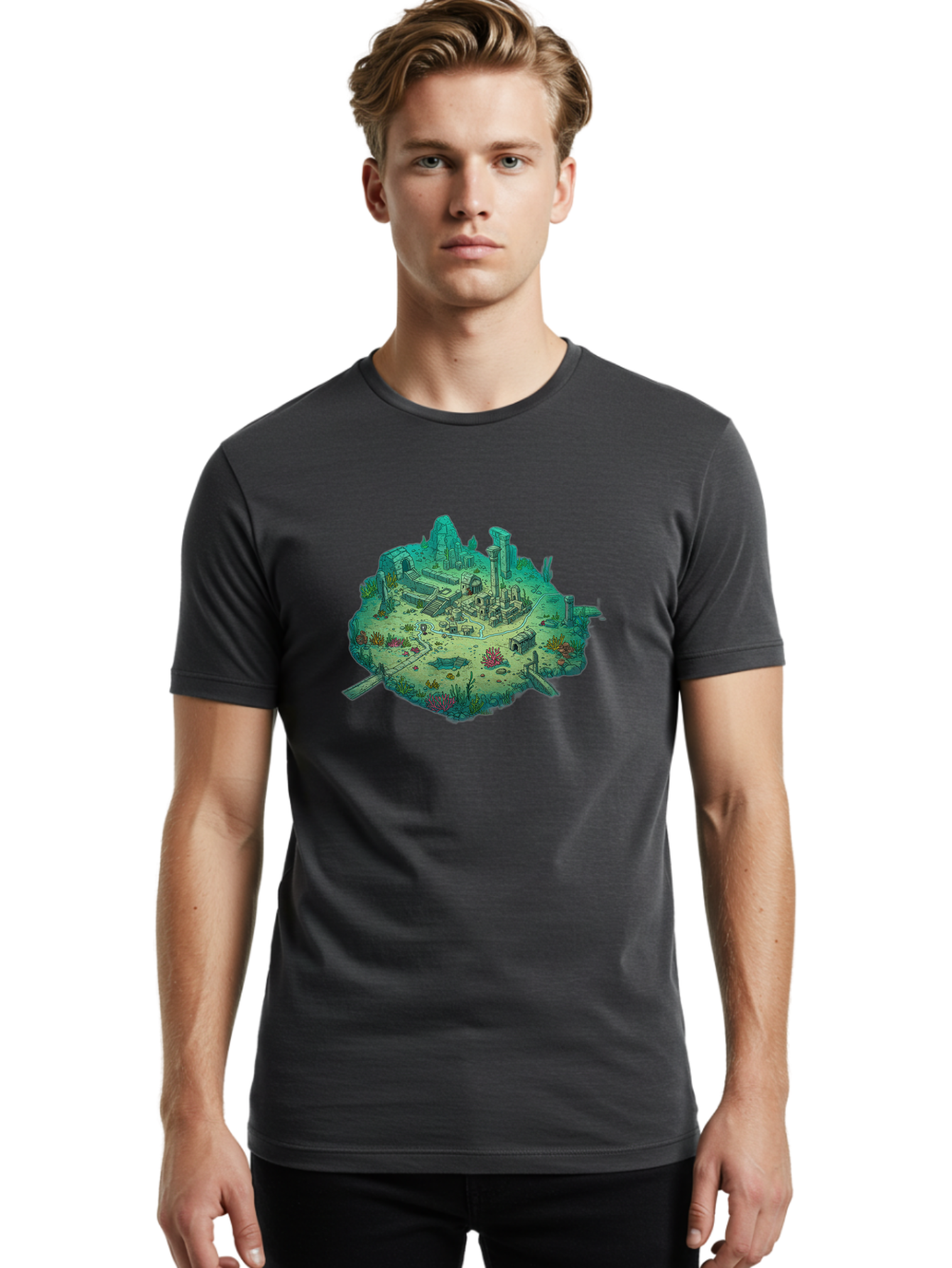 Underwater-City-Ruins Men'S Graphic Tee, 100% Cotton, Comfortable Casual Summer Wear, Machine Washable, Vintage Camera, Old Camera, Antique Camera, Black Camera, Classic Photography, Photography Equipment, Nostalgic Device, Film Camera, Baf610 20