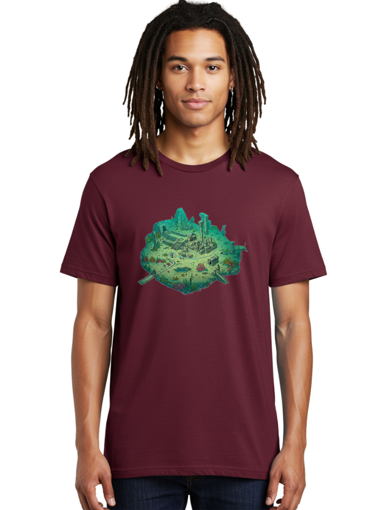 Underwater-City-Ruins Men'S Graphic Tee, 100% Cotton, Comfortable Casual Summer Wear, Machine Washable, Vintage Camera, Old Camera, Antique Camera, Black Camera, Classic Photography, Photography Equipment, Nostalgic Device, Film Camera, Baf610