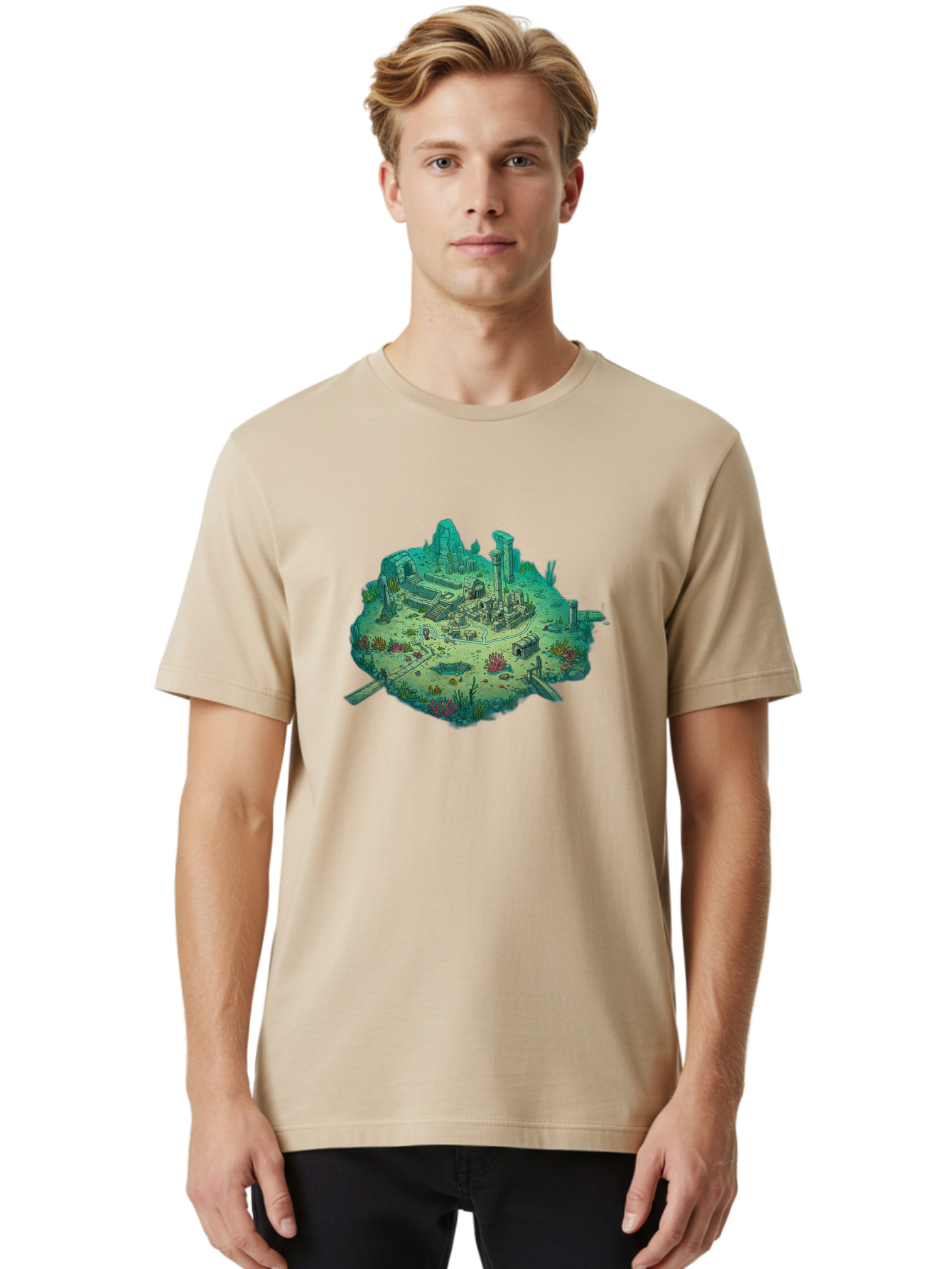 Underwater-City-Ruins Men'S Graphic Tee, 100% Cotton, Comfortable Casual Summer Wear, Machine Washable, Vintage Camera, Old Camera, Antique Camera, Black Camera, Classic Photography, Photography Equipment, Nostalgic Device, Film Camera, Baf610 8