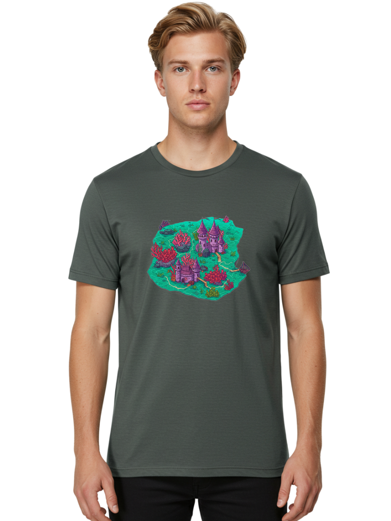 Underwater-Isometric-Castle Men'S Graphic Tee, 100% Cotton, Comfortable Casual Summer Wear, Machine Washable, Vintage Camera, Old Camera, Antique Camera, Black Camera, Classic Photography, Photography Equipment, Nostalgic Device, Film Camera, Baf611 12